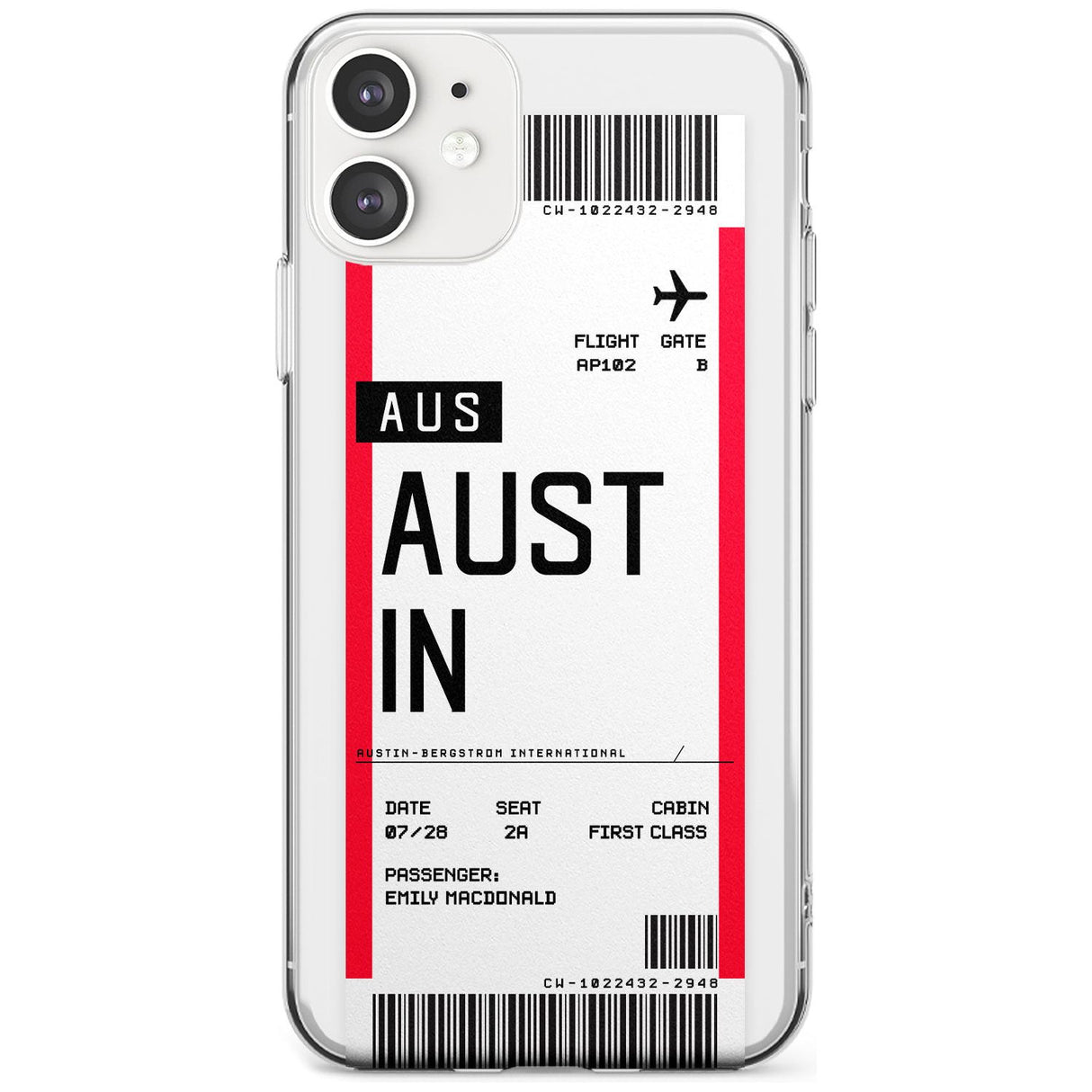 Austin Boarding Pass iPhone Case  Slim Case Custom Phone Case - Case Warehouse