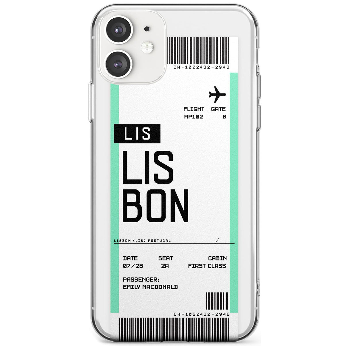 Lisbon Boarding Pass iPhone Case  Slim Case Custom Phone Case - Case Warehouse