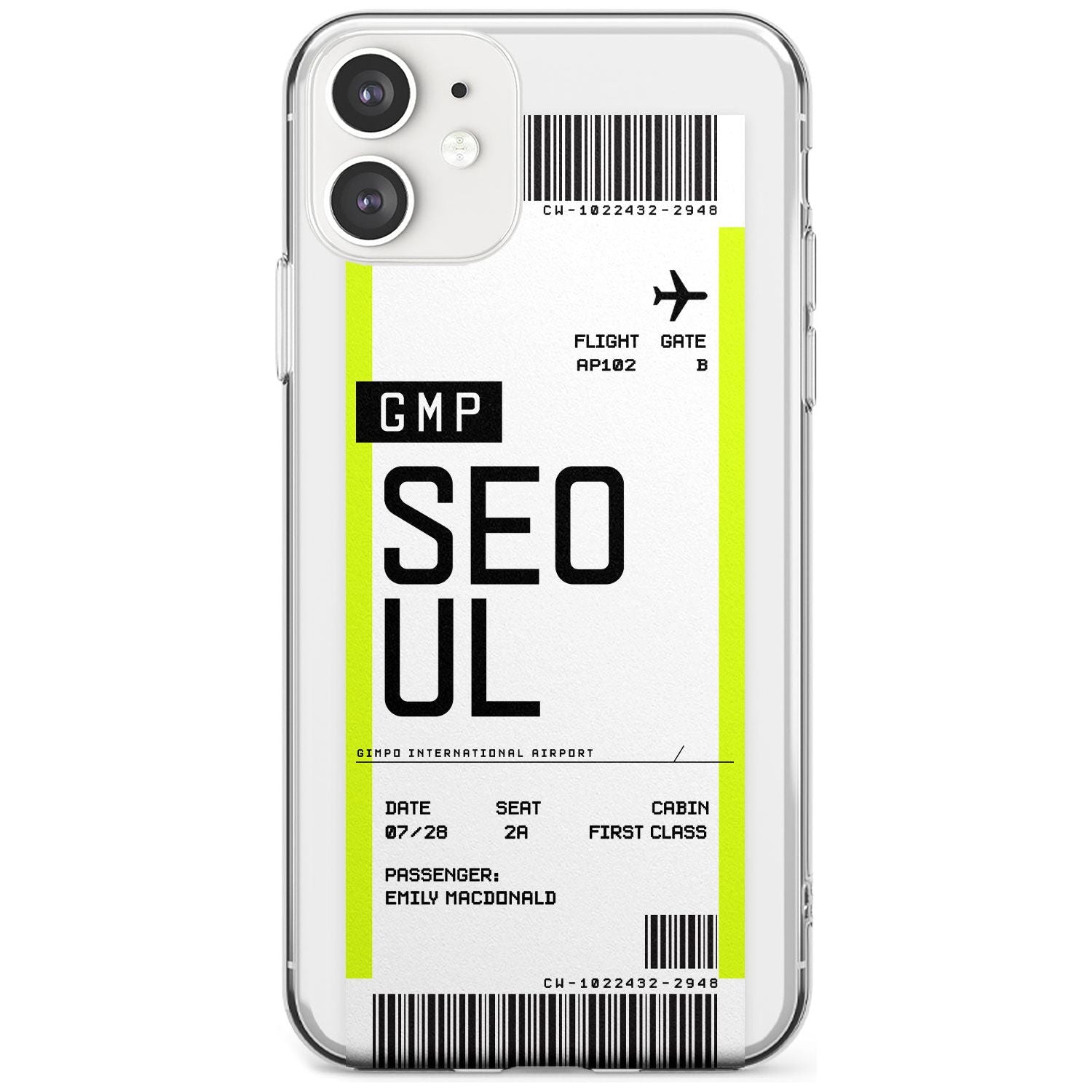 Seoul Boarding Pass iPhone Case  Slim Case Custom Phone Case - Case Warehouse