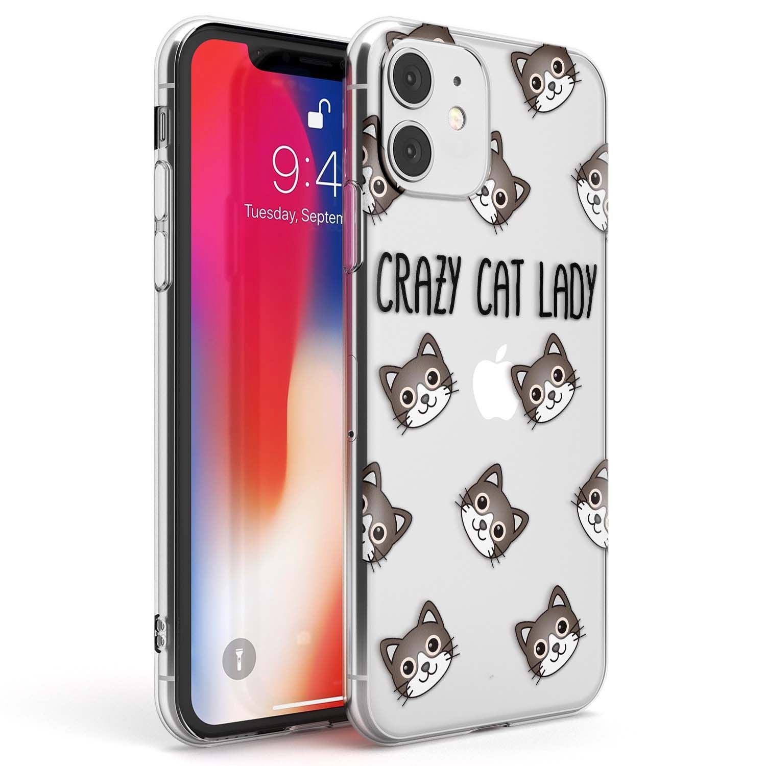 Crazy Cat Lady Phone Case iPhone 11 / Clear Case,iPhone 12 / Clear Case,iPhone 12 Mini / Clear Case Blanc Space