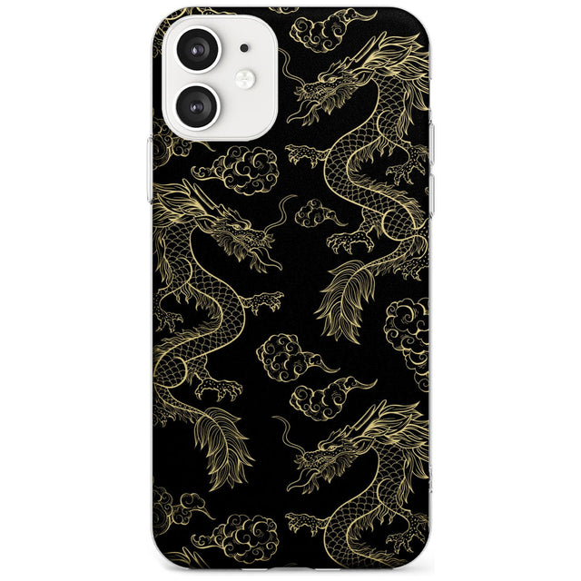 Black and Gold Dragon Pattern Slim TPU Phone Case for iPhone 11
