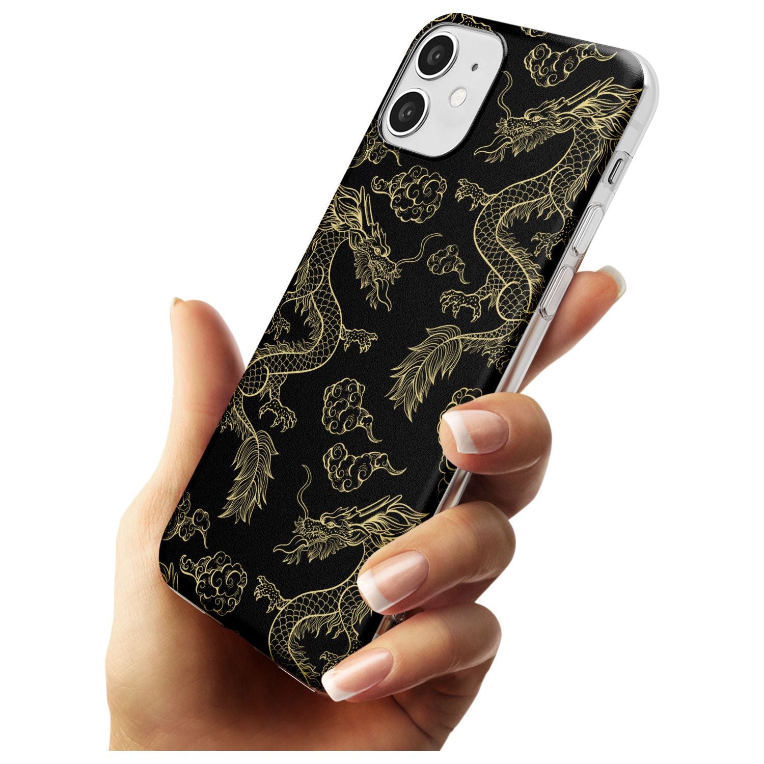 Black and Gold Dragon Pattern Slim TPU Phone Case for iPhone 11