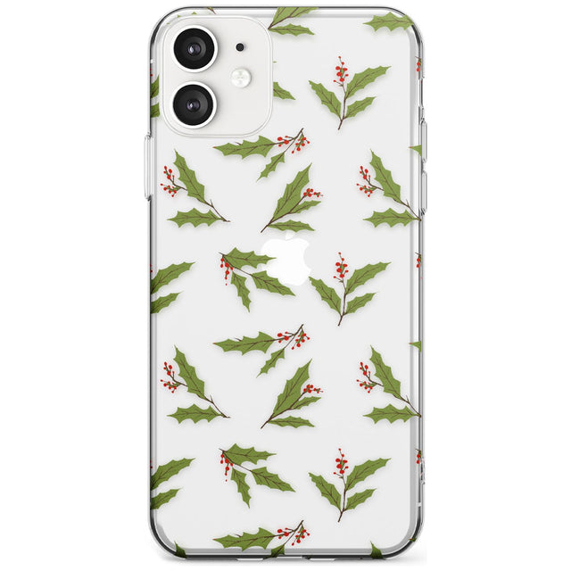 Christmas Holly Pattern Slim TPU Phone Case for iPhone 11
