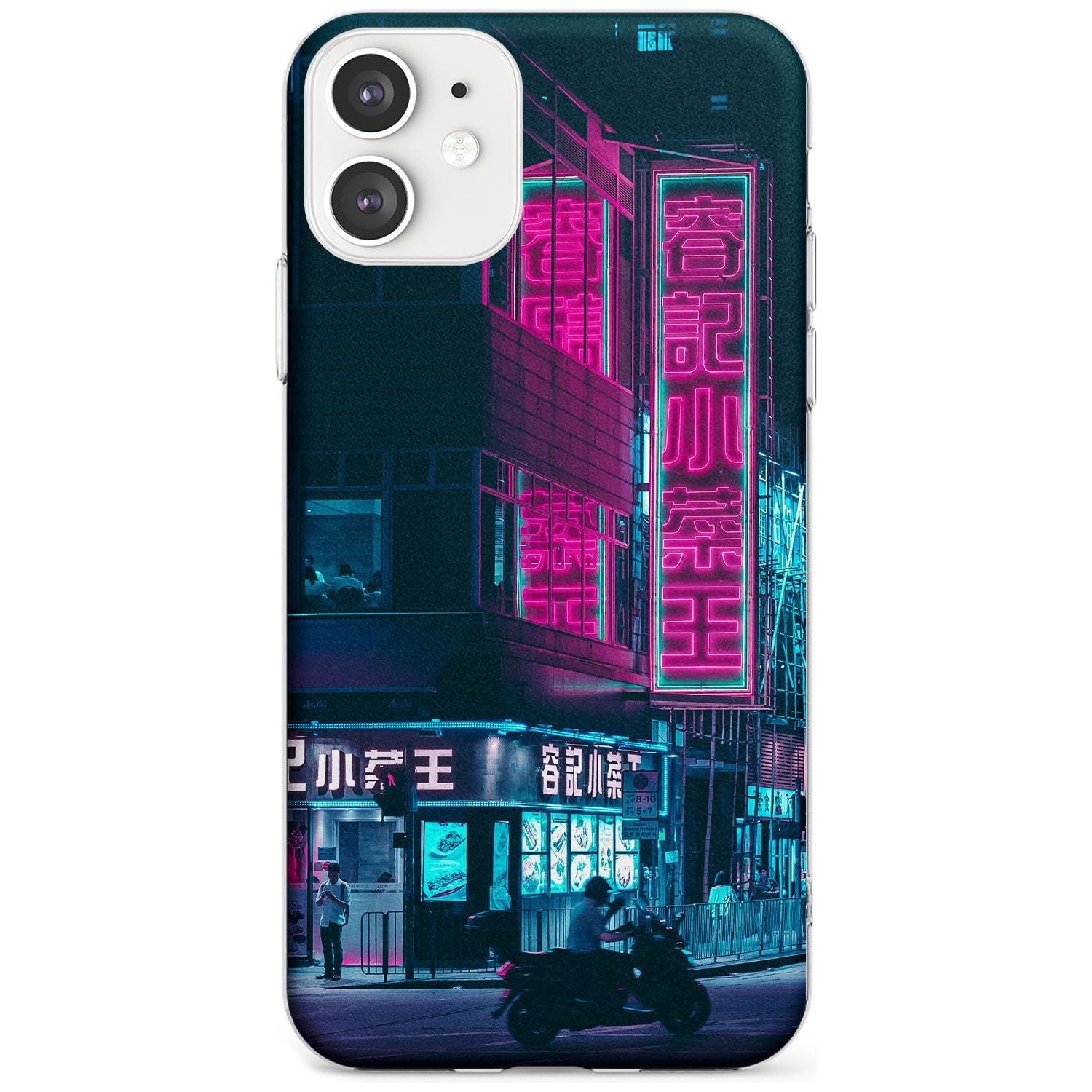 Motorcylist & Signs - Neon Cities Photographs Slim TPU Phone Case for iPhone 11