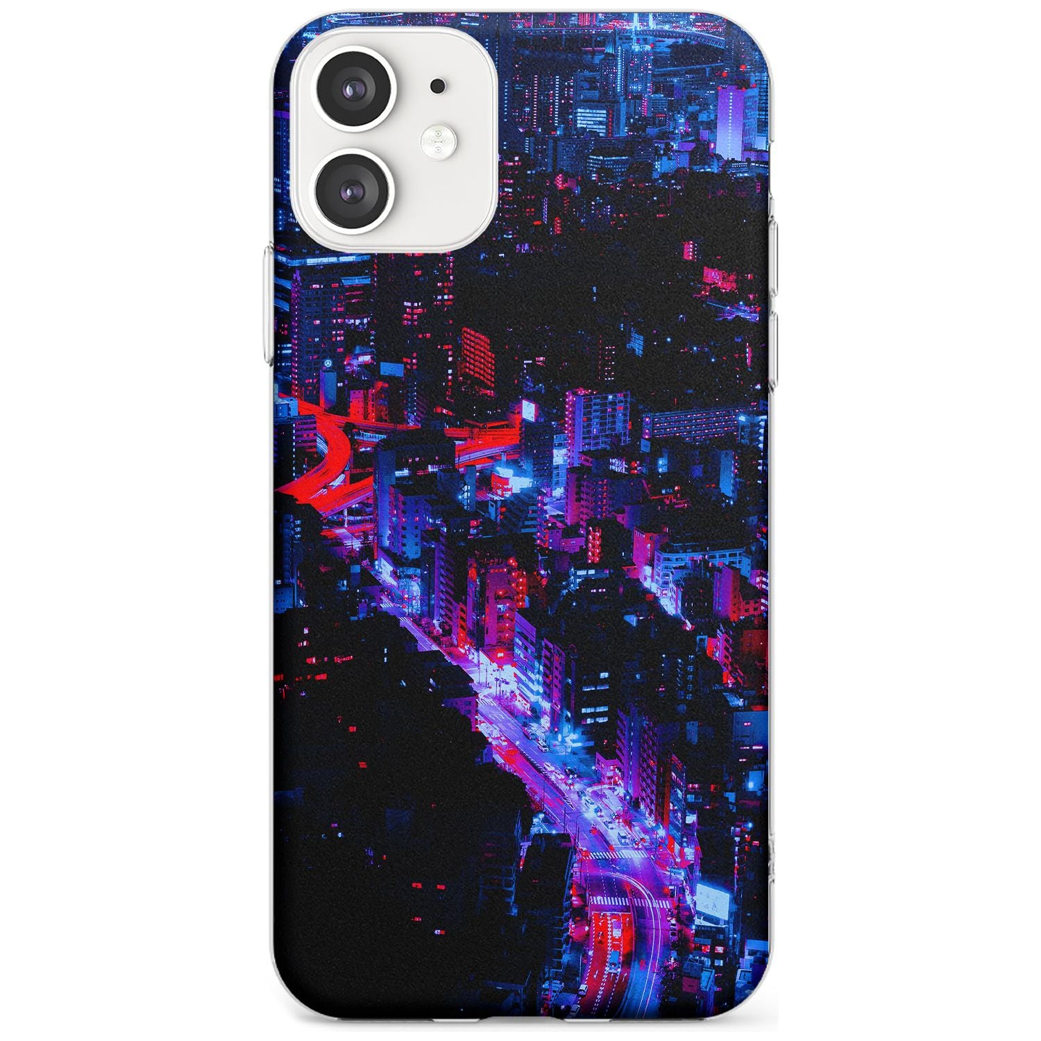 Arial City View - Neon Cities Photographs Slim TPU Phone Case for iPhone 11