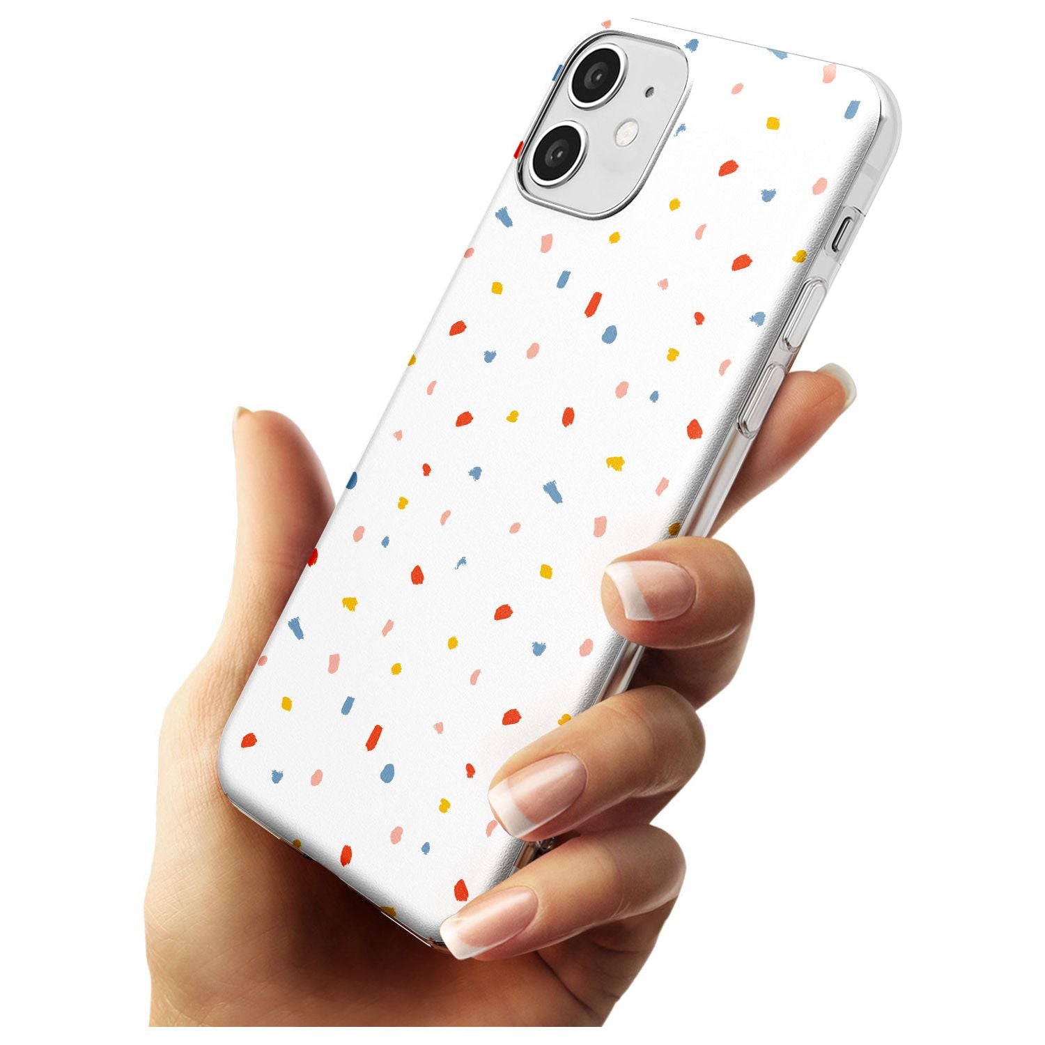 Confetti Print on Solid White Slim TPU Phone Case for iPhone 11