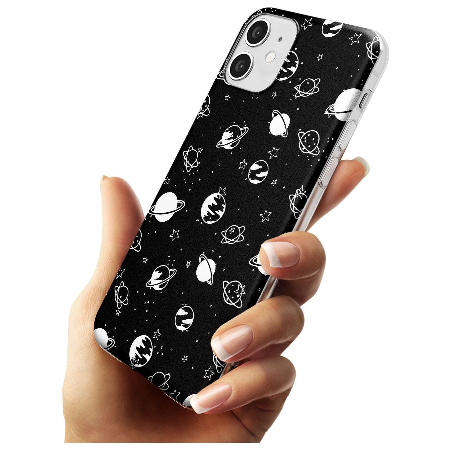 White Planets on Black Black Impact Phone Case for iPhone 11