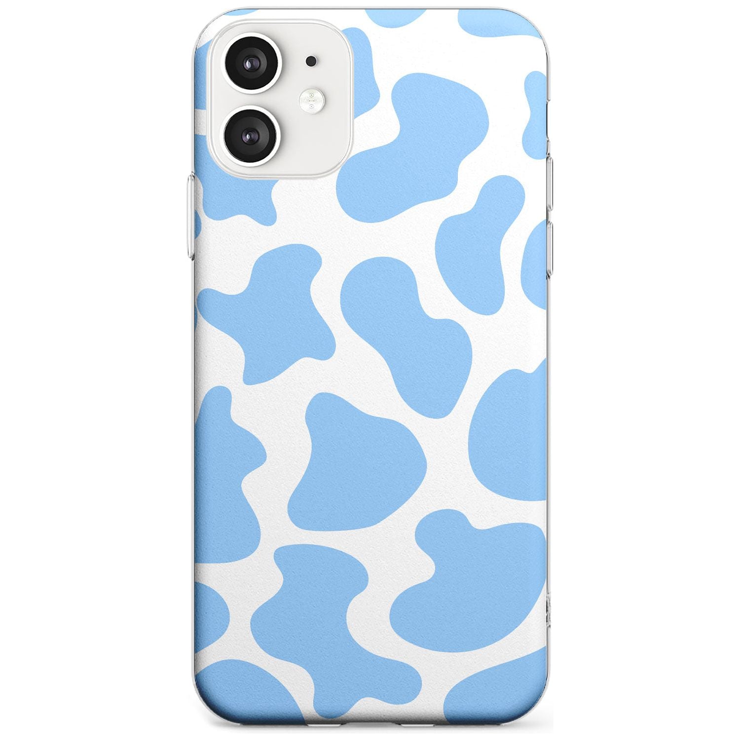Blue and White Cow Print Slim TPU Phone Case for iPhone 11