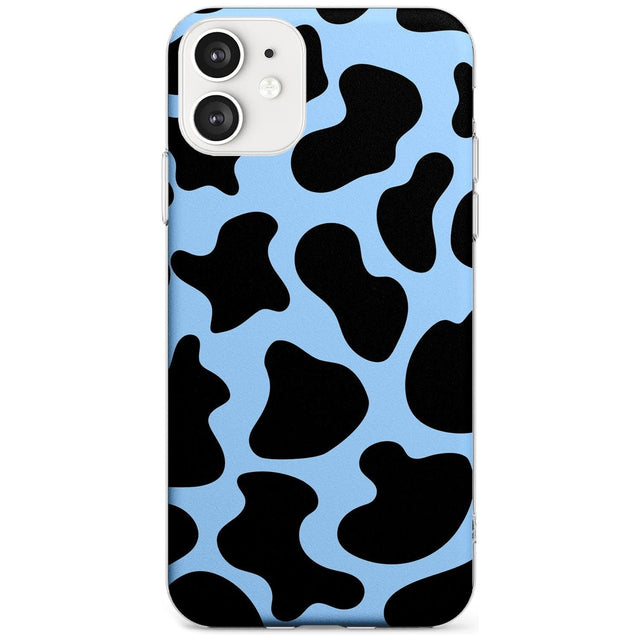 Blue and Black Cow Print Slim TPU Phone Case for iPhone 11