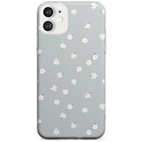 Painted Daises - Blue-Grey Cute Floral Design Black Impact Phone Case for iPhone 11