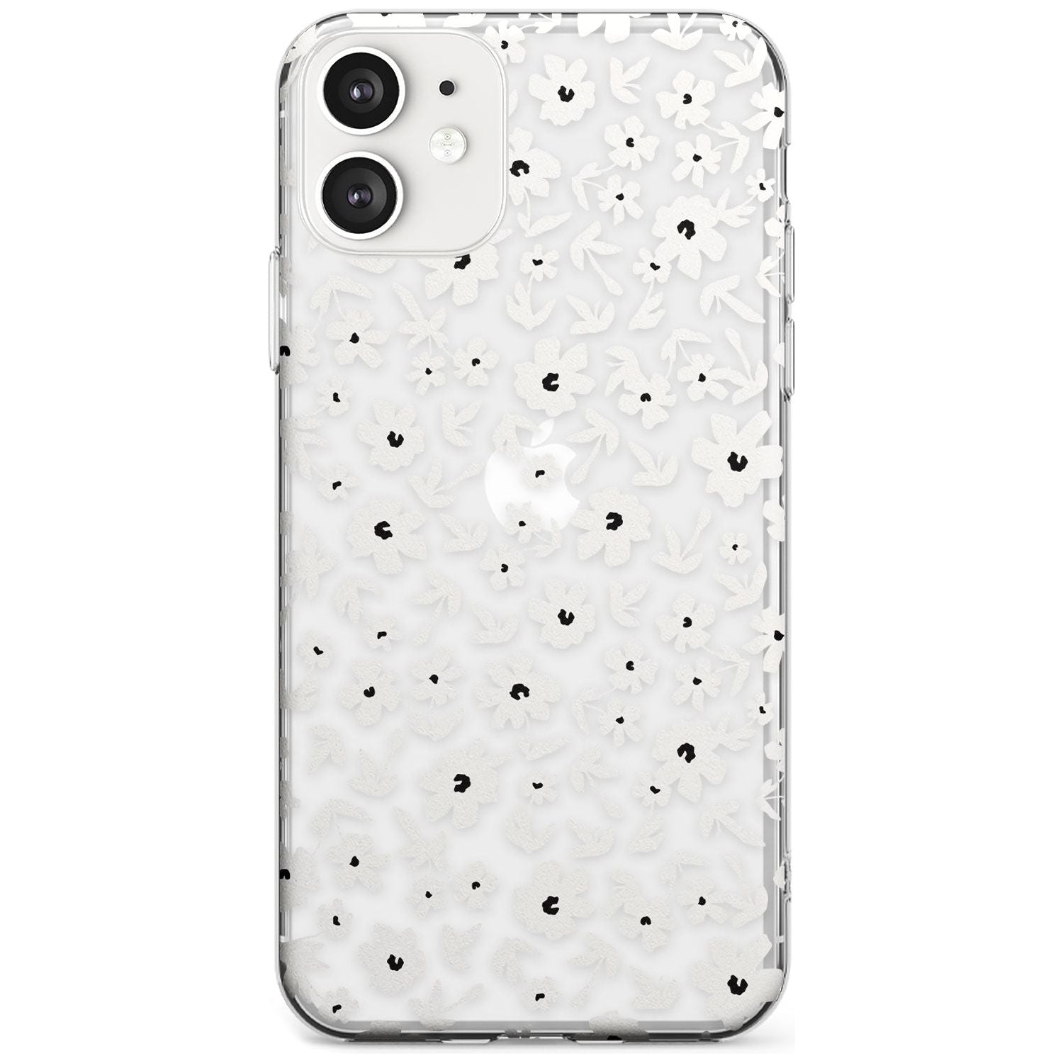 Floral Print on Clear - Cute Floral Design Black Impact Phone Case for iPhone 11