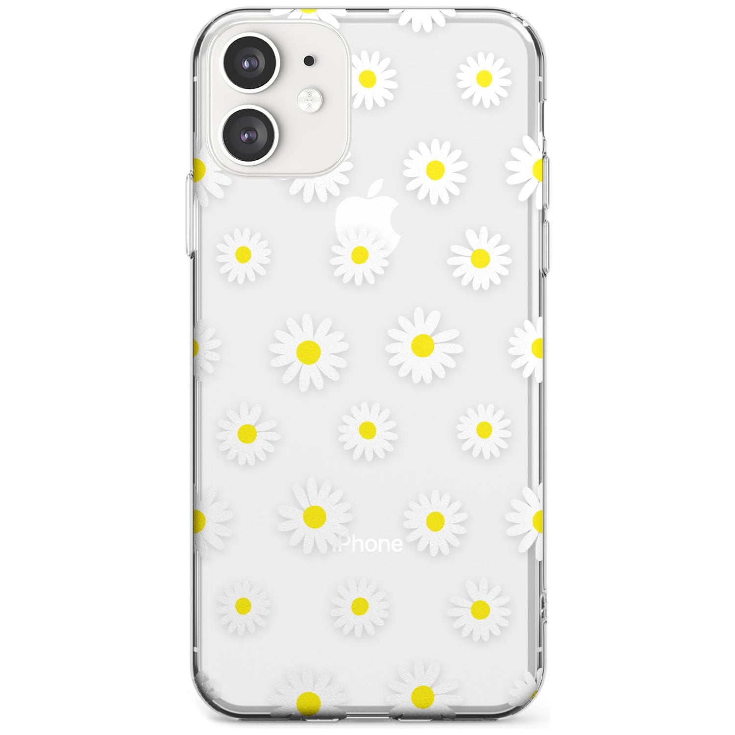 White Daisy Pattern (Clear) Slim TPU Phone Case for iPhone 11