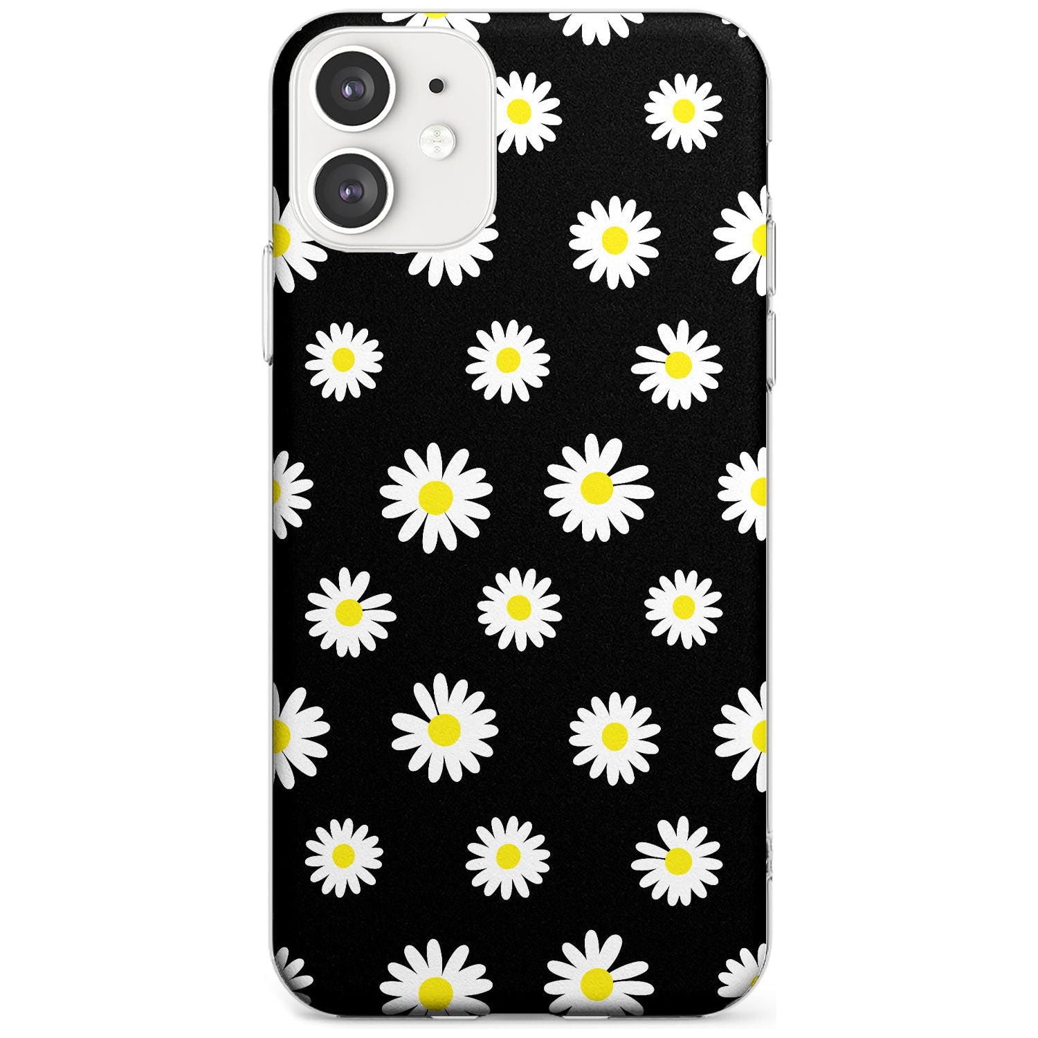 White Daisy Pattern (Black) Slim TPU Phone Case for iPhone 11