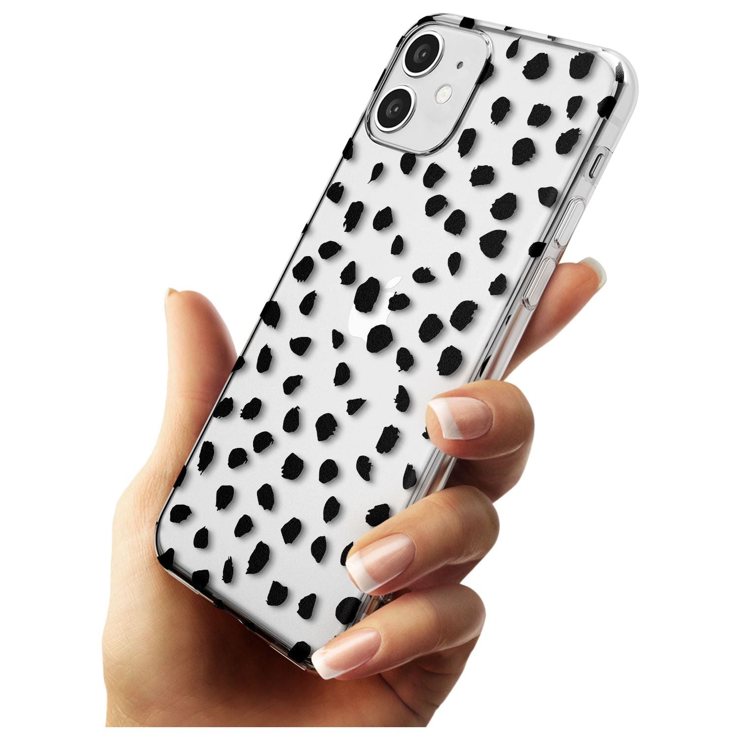 Black on Transparent Dalmatian Polka Dot Spots Slim TPU Phone Case for iPhone 11