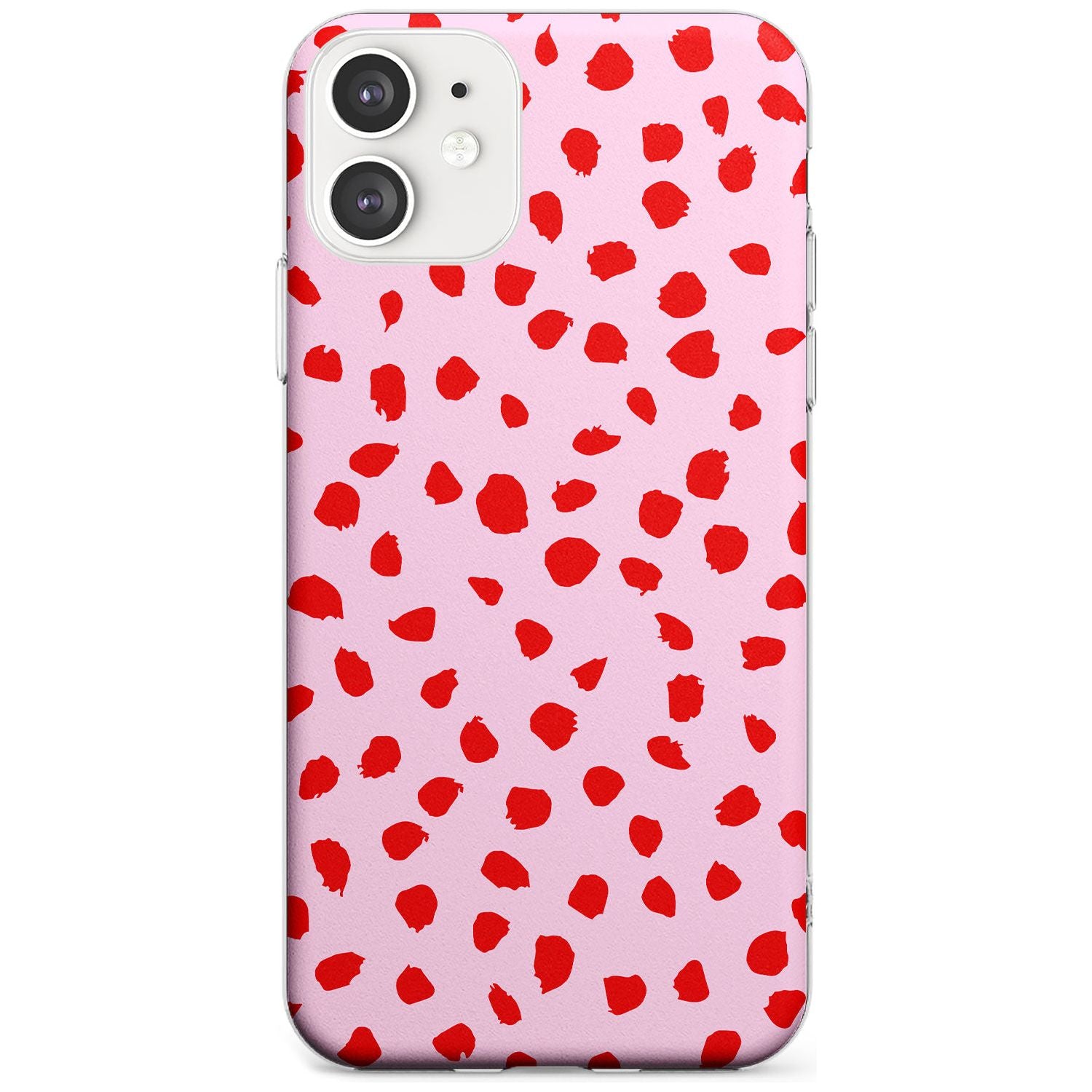 Red on Pink Dalmatian Polka Dot Spots Slim TPU Phone Case for iPhone 11