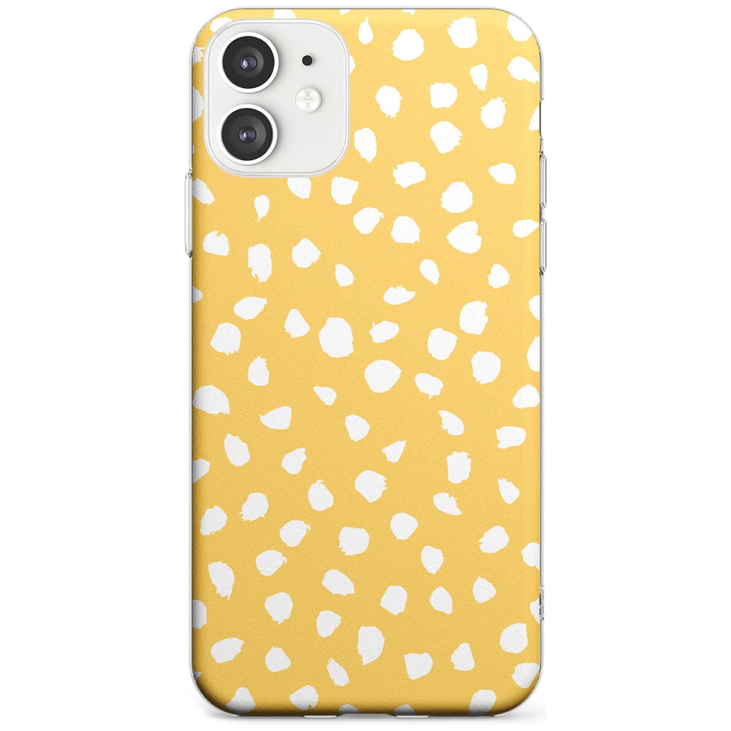 White on Yellow Dalmatian Polka Dot Spots Slim TPU Phone Case for iPhone 11