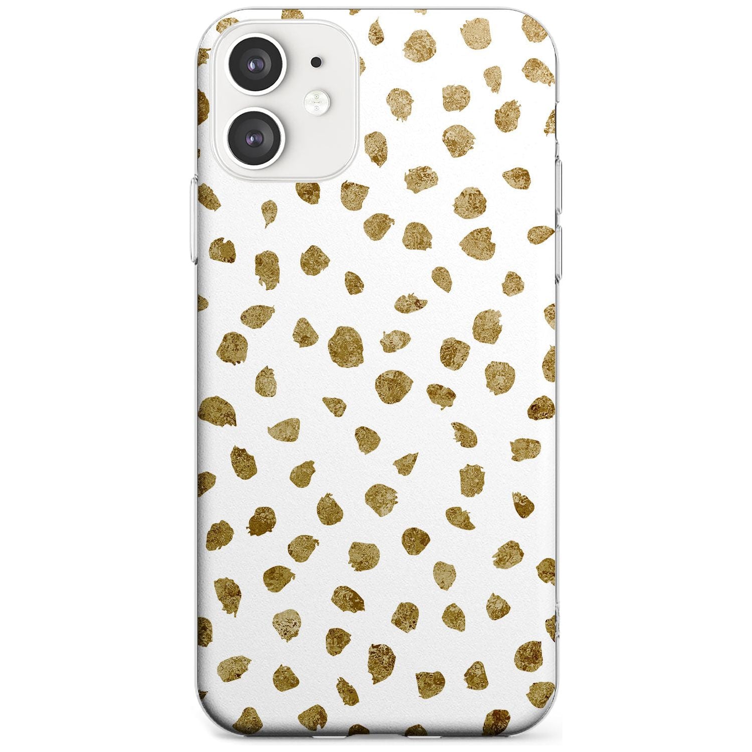 Gold Look on White Dalmatian Polka Dot Spots Slim TPU Phone Case for iPhone 11
