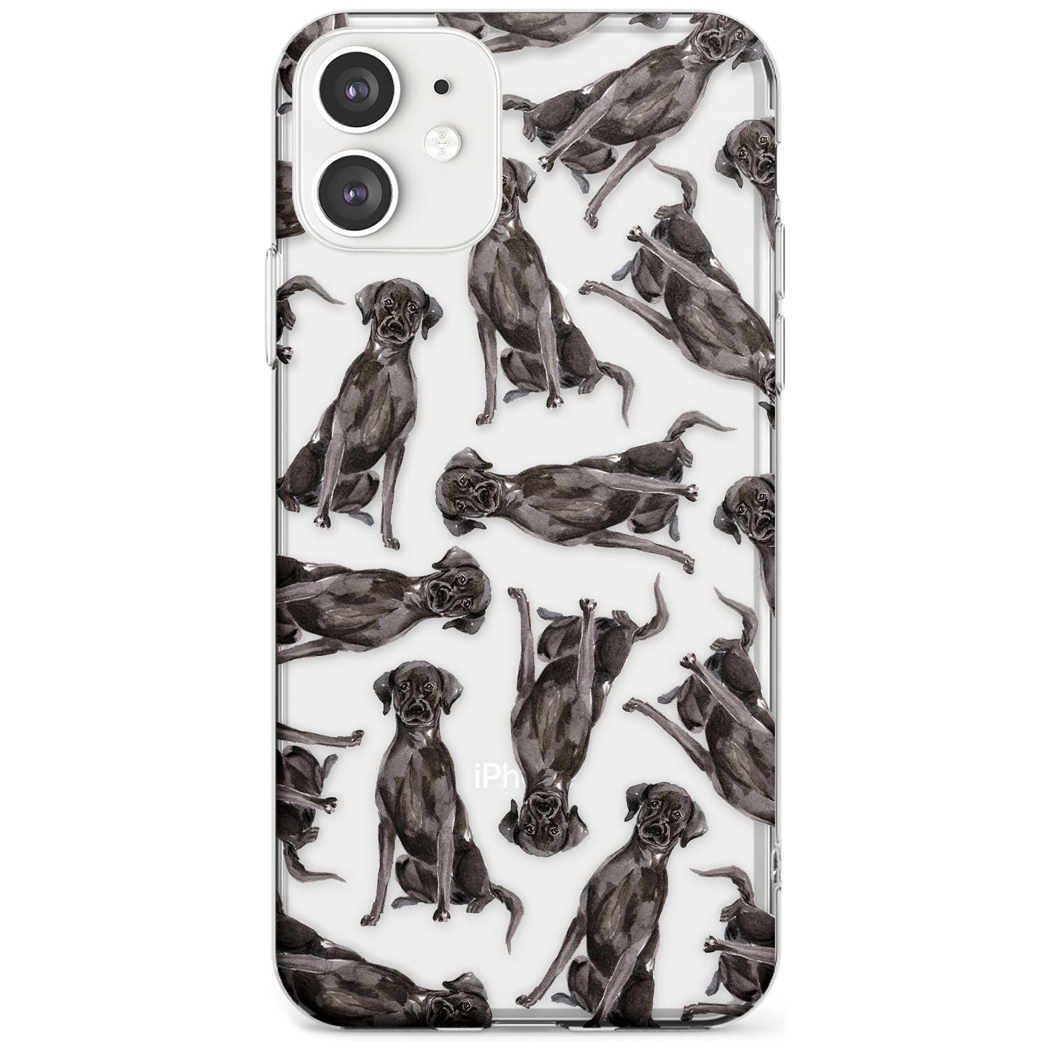 Black Labrador Watercolour Dog Pattern Slim TPU Phone Case for iPhone 11