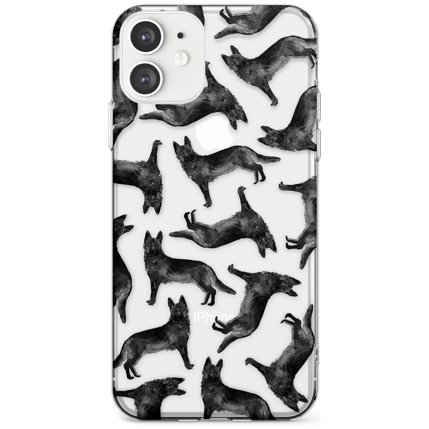 German Shepherd (Black) Watercolour Dog Pattern Slim TPU Phone Case for iPhone 11