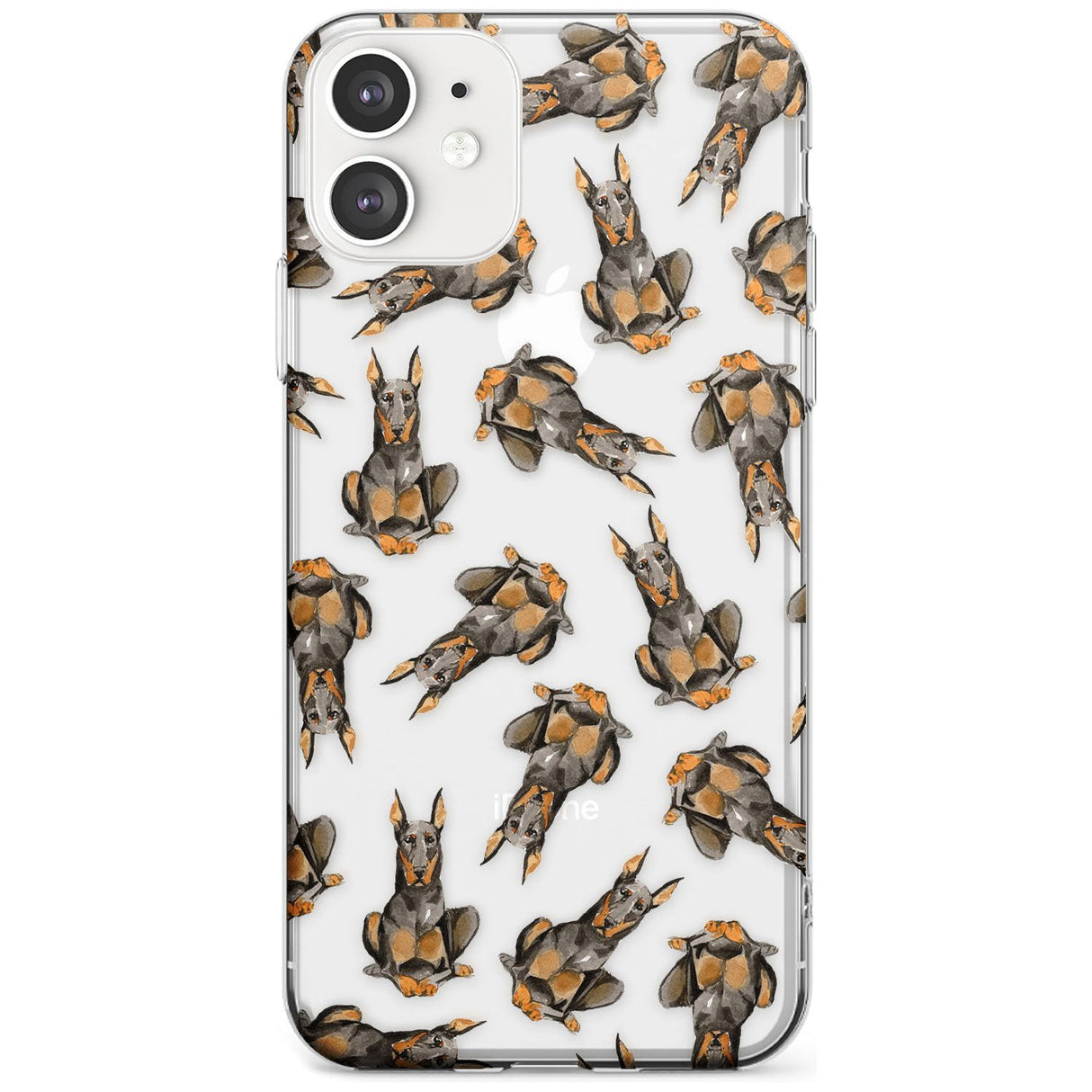 Doberman (Cropped) Watercolour Dog Pattern Slim TPU Phone Case for iPhone 11