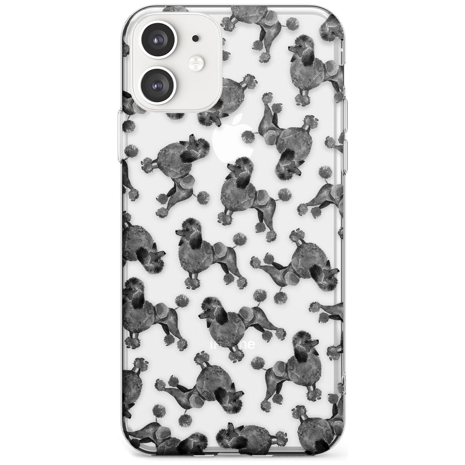 Poodle (Black) Watercolour Dog Pattern Slim TPU Phone Case for iPhone 11