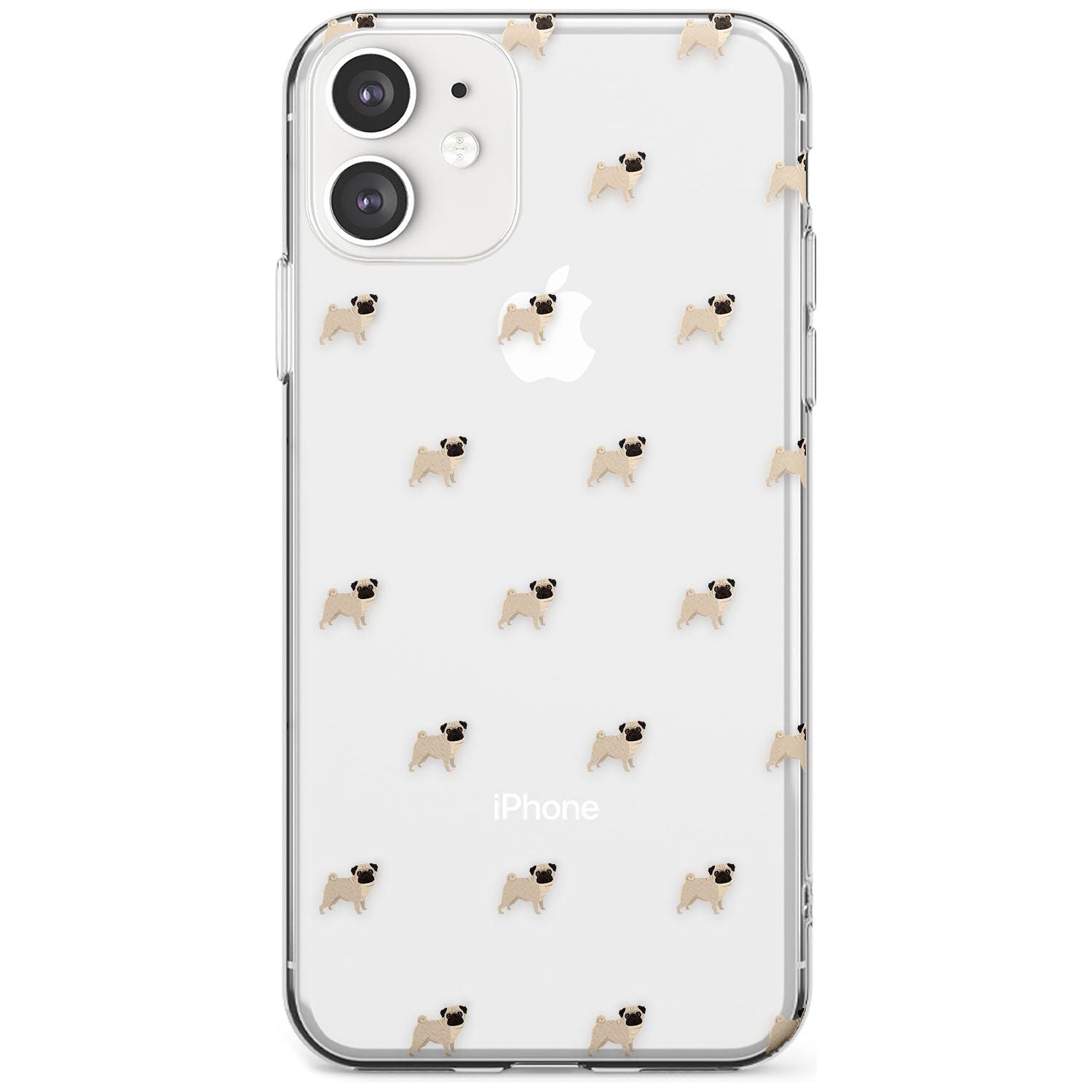 Pug Dog Pattern Clear Slim TPU Phone Case for iPhone 11