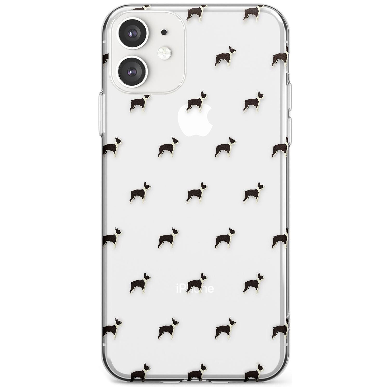 Boston Terrier Dog Pattern Clear Slim TPU Phone Case for iPhone 11