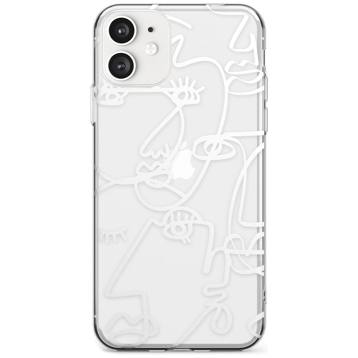 Continuous Line Faces: White on Clear Black Impact Phone Case for iPhone 11