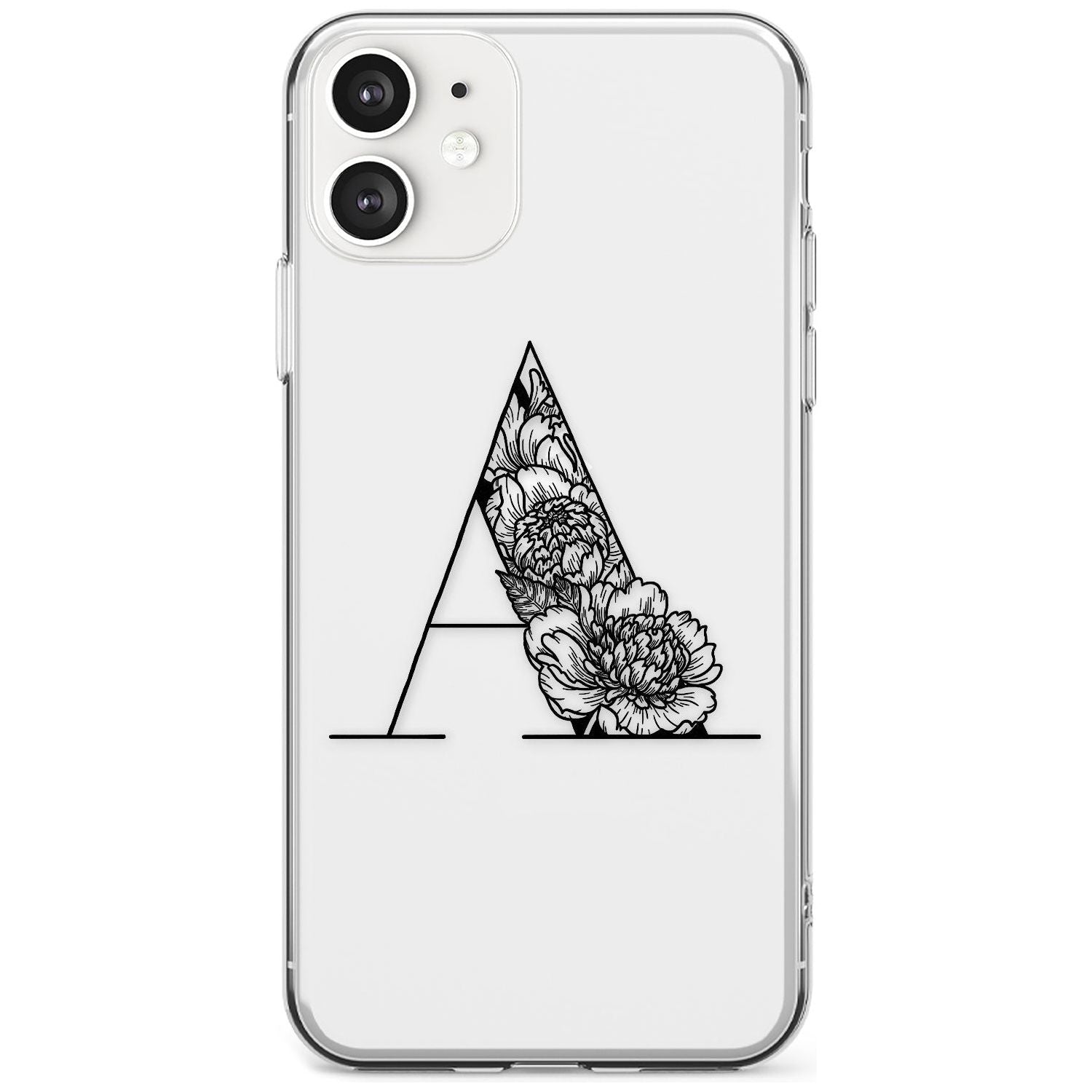 Floral Monogram Letter Black Impact Phone Case for iPhone 11