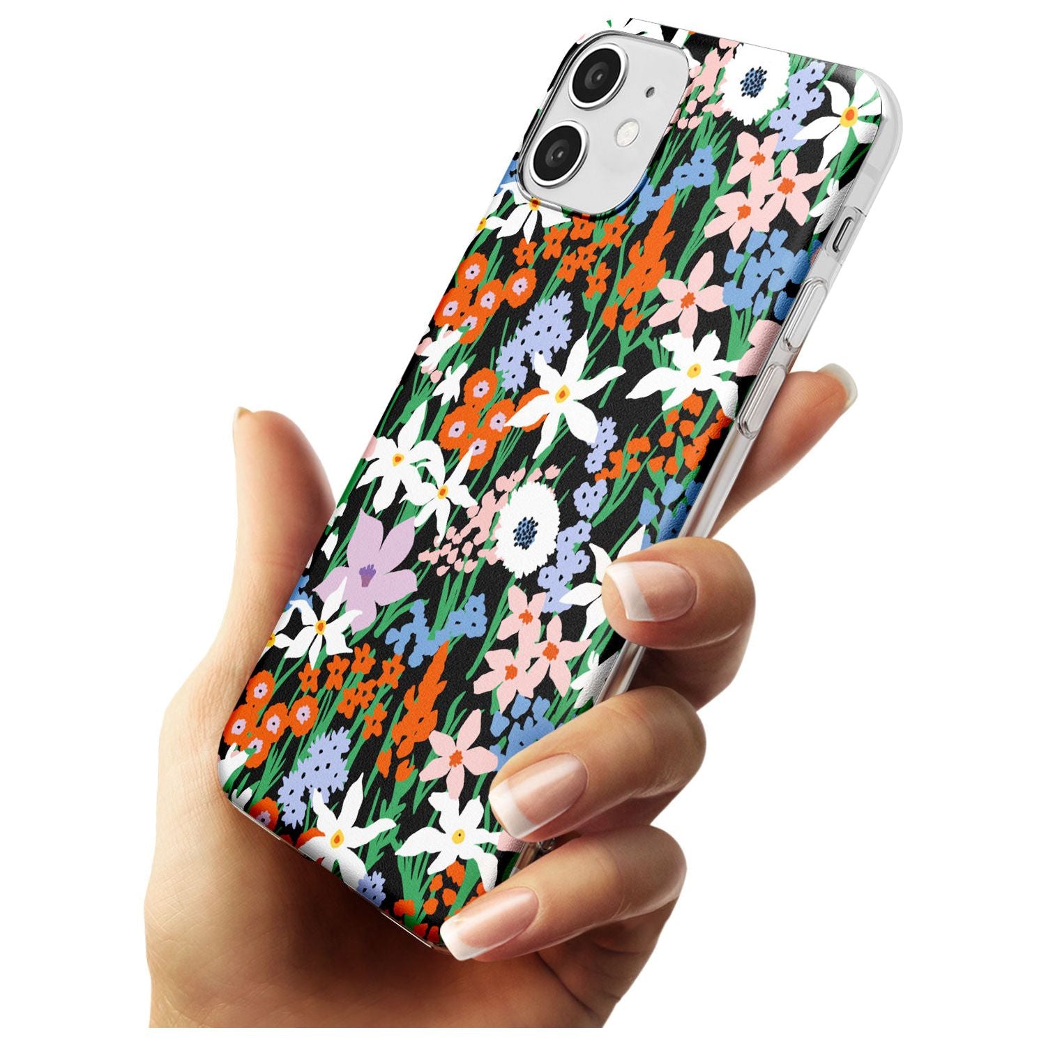 Springtime Meadow: Solid Black Impact Phone Case for iPhone 11