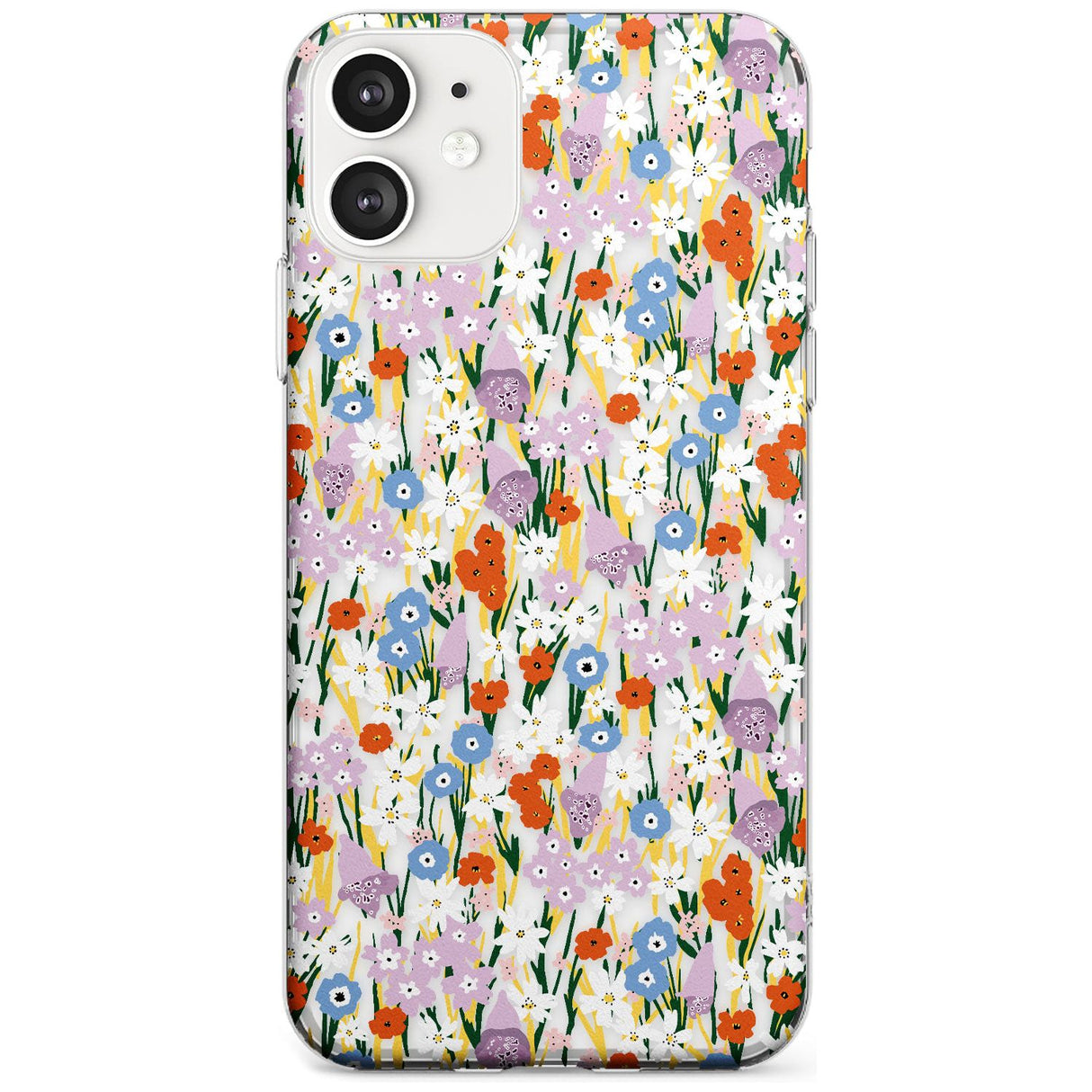 Energetic Floral Mix: Transparent Black Impact Phone Case for iPhone 11