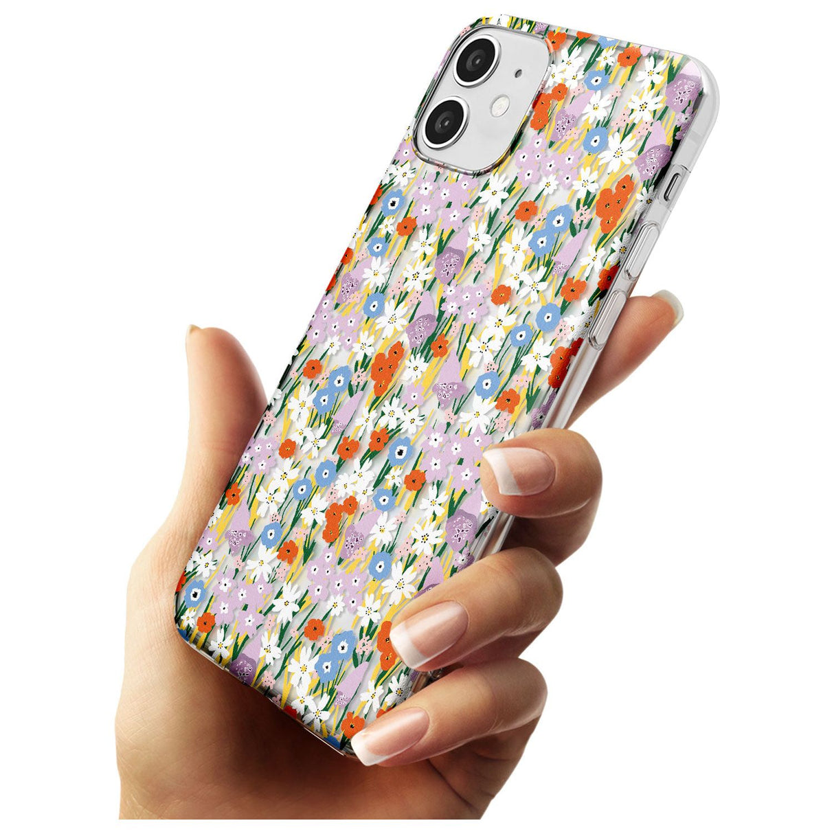 Energetic Floral Mix: Transparent Black Impact Phone Case for iPhone 11