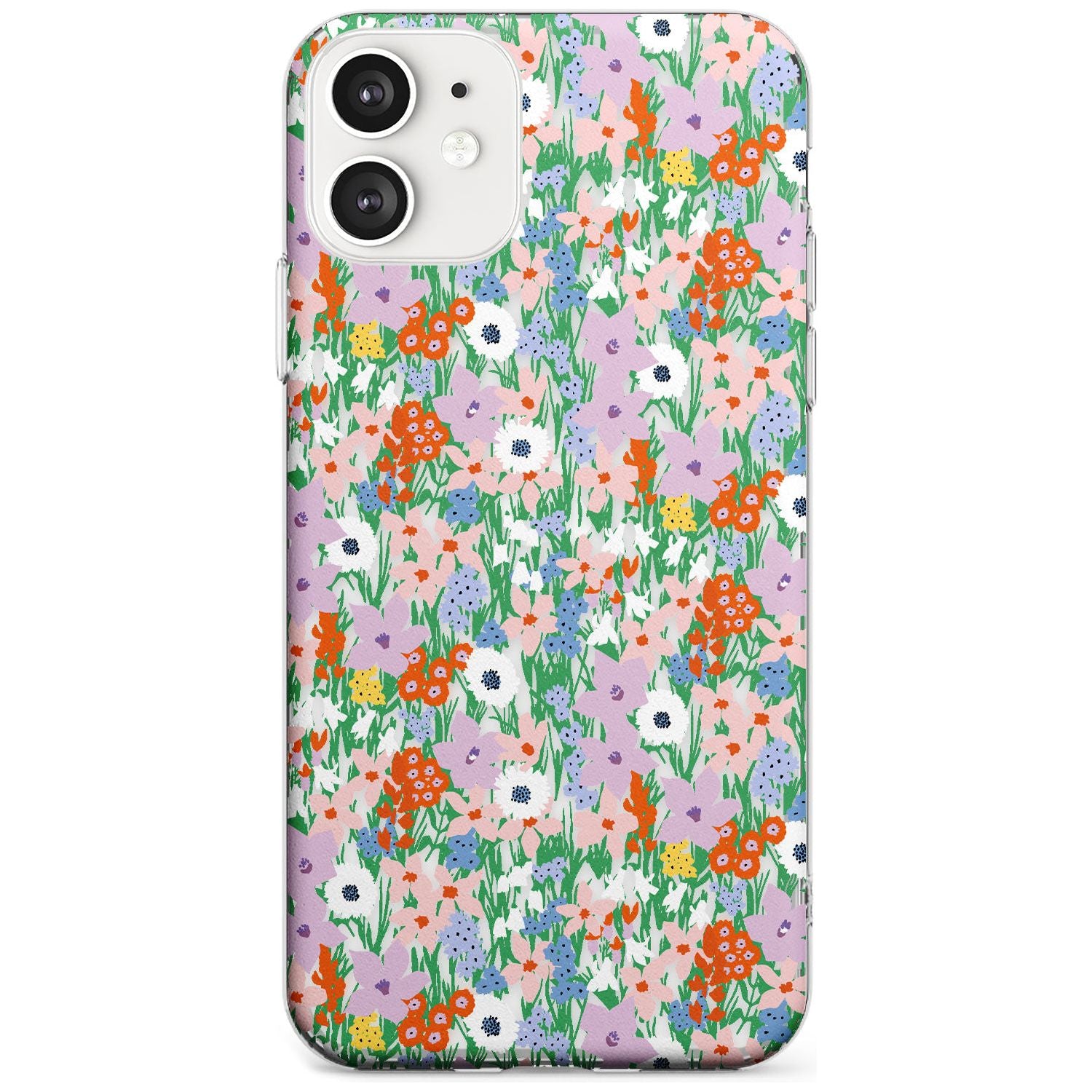 Jazzy Floral Mix: Transparent Black Impact Phone Case for iPhone 11
