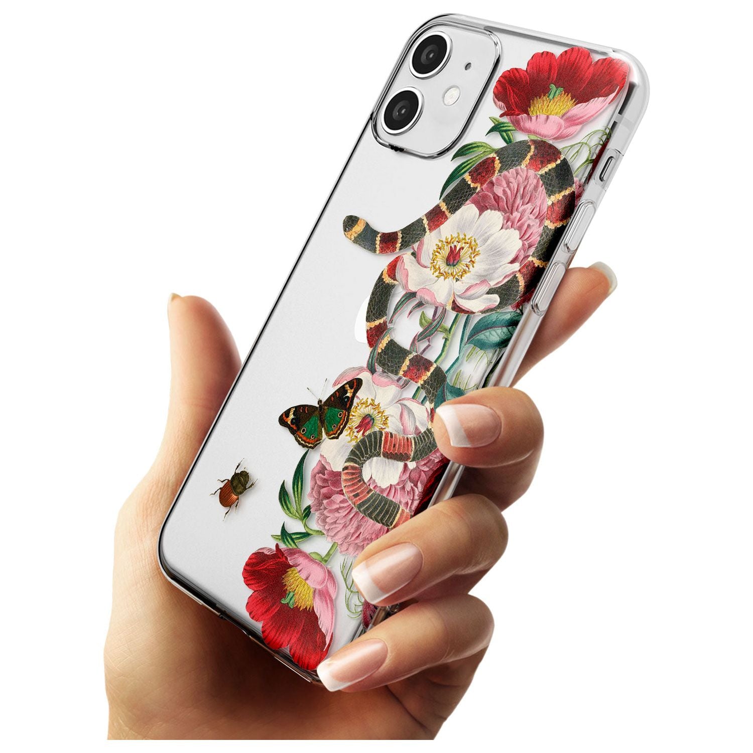 Floral Snake Black Impact Phone Case for iPhone 11
