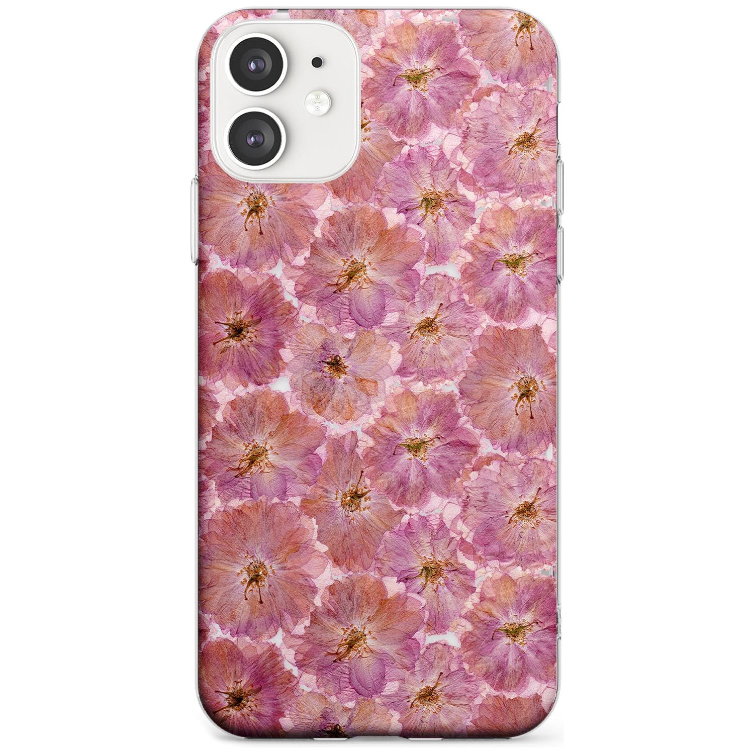 Large Pink Flowers Transparent Design Slim TPU Phone Case for iPhone 11