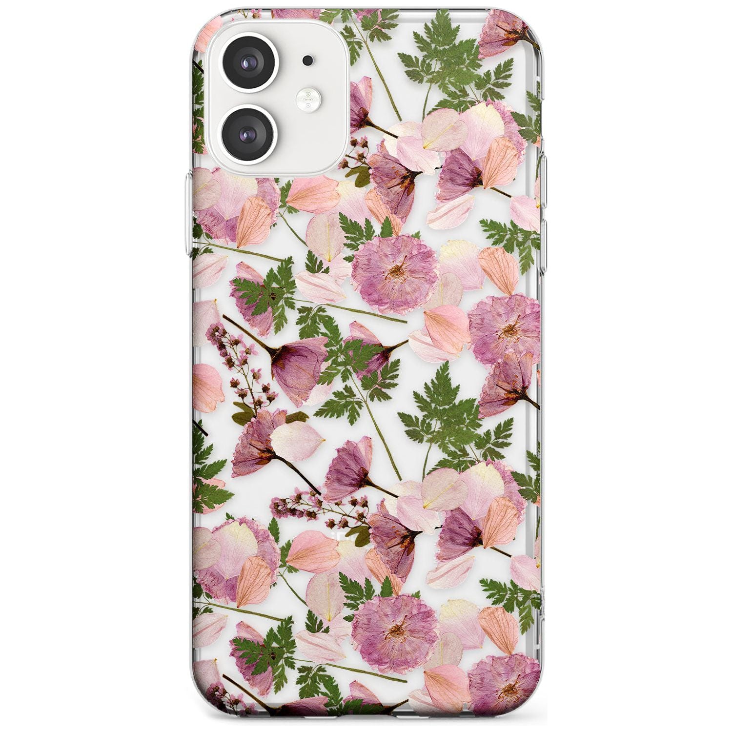 Leafy Floral Pattern Transparent Design Slim TPU Phone Case for iPhone 11