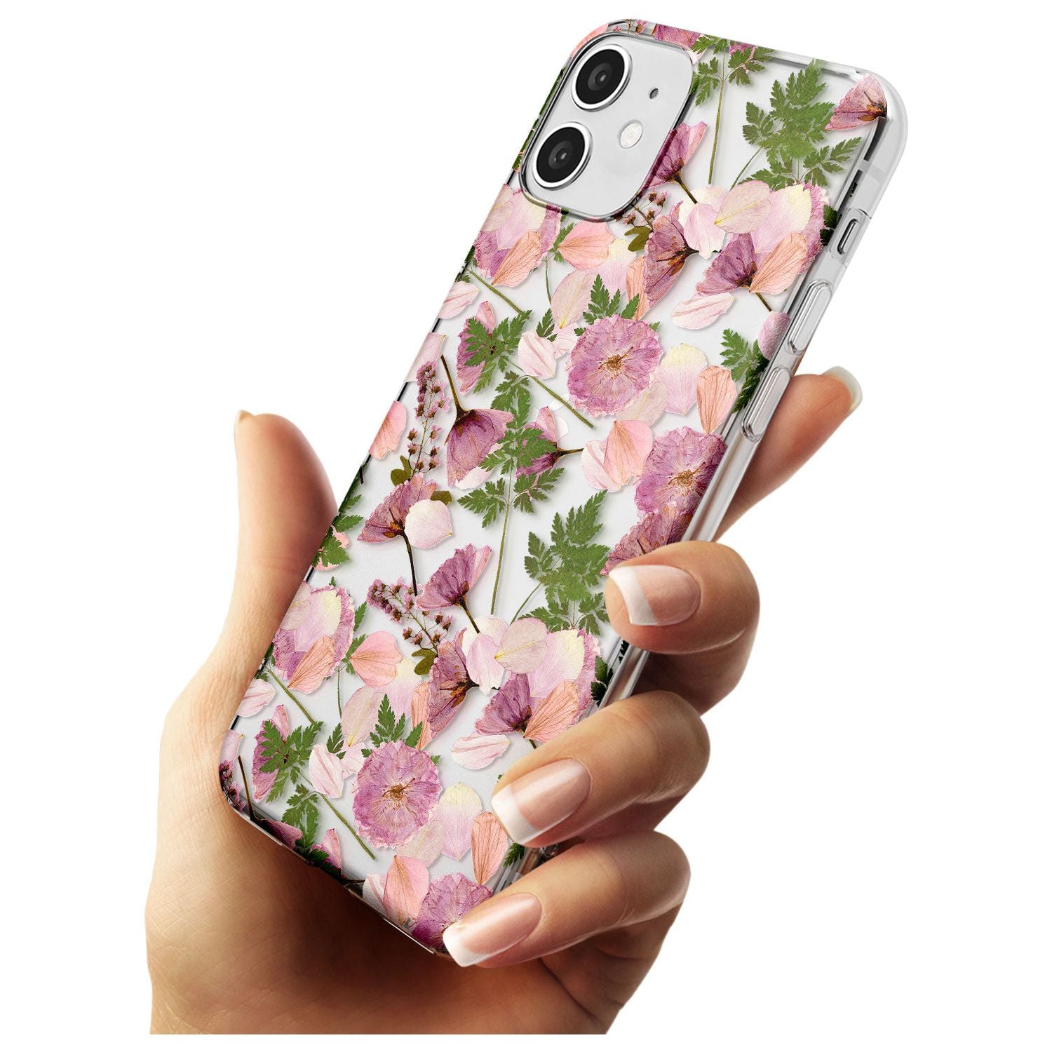 Leafy Floral Pattern Transparent Design Slim TPU Phone Case for iPhone 11