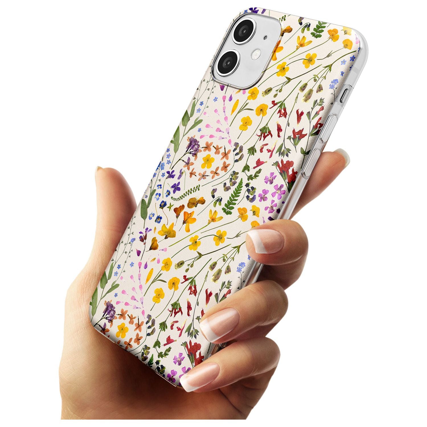 Wildflower & Leaves Cluster Design - Cream Slim TPU Phone Case for iPhone 11