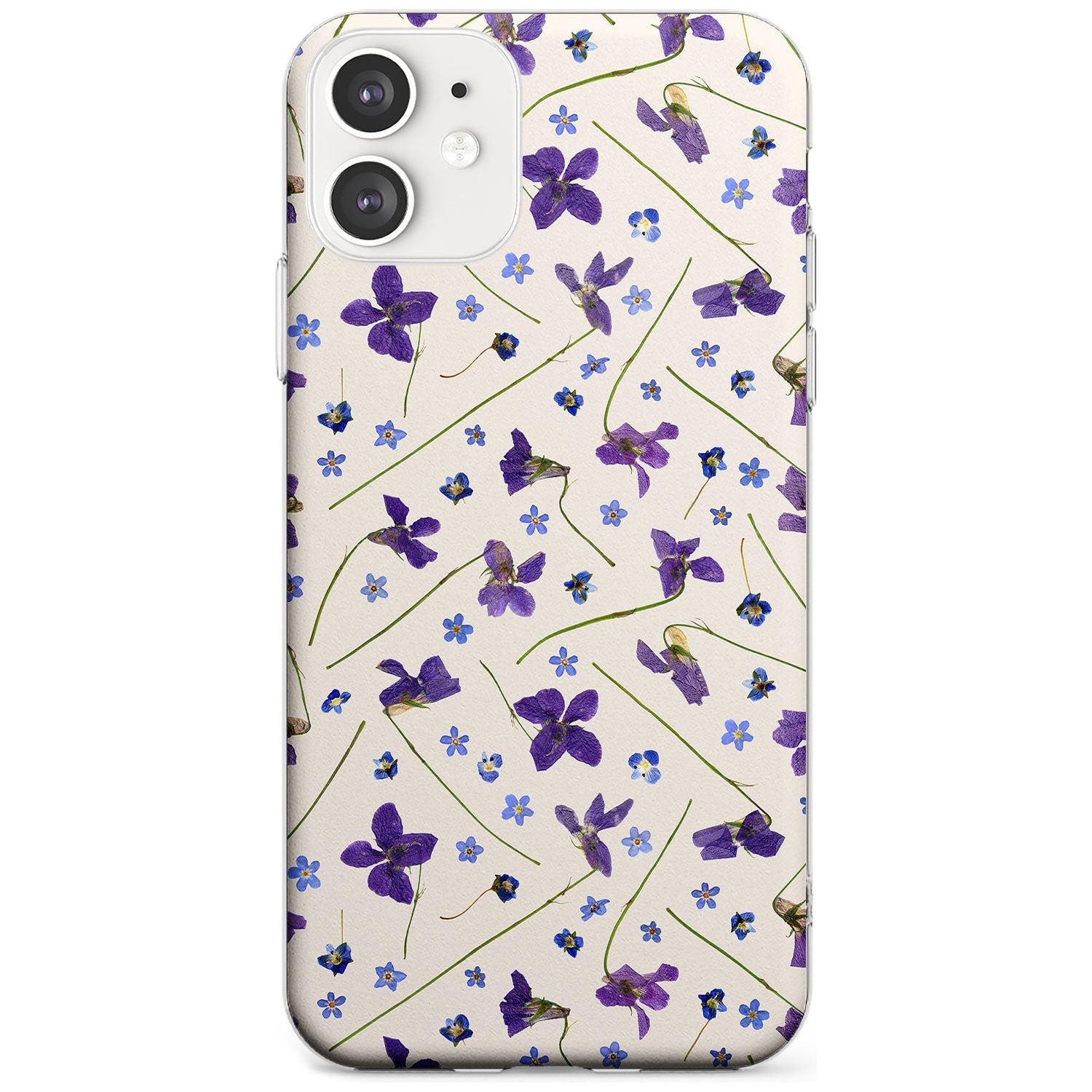 Violet Floral Pattern Design - Cream Slim TPU Phone Case for iPhone 11