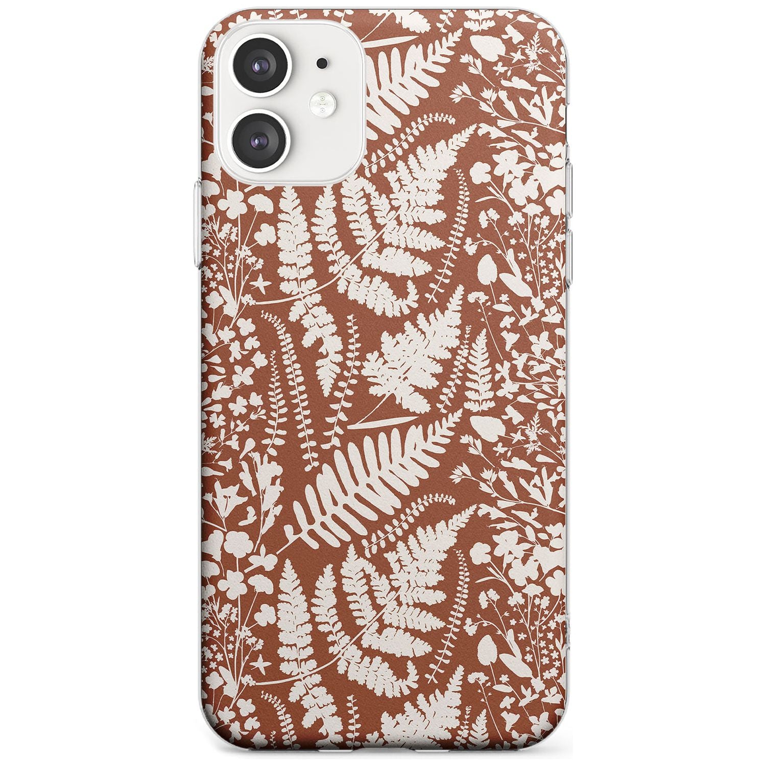 Wildflowers and Ferns on Terracotta Slim TPU Phone Case for iPhone 11