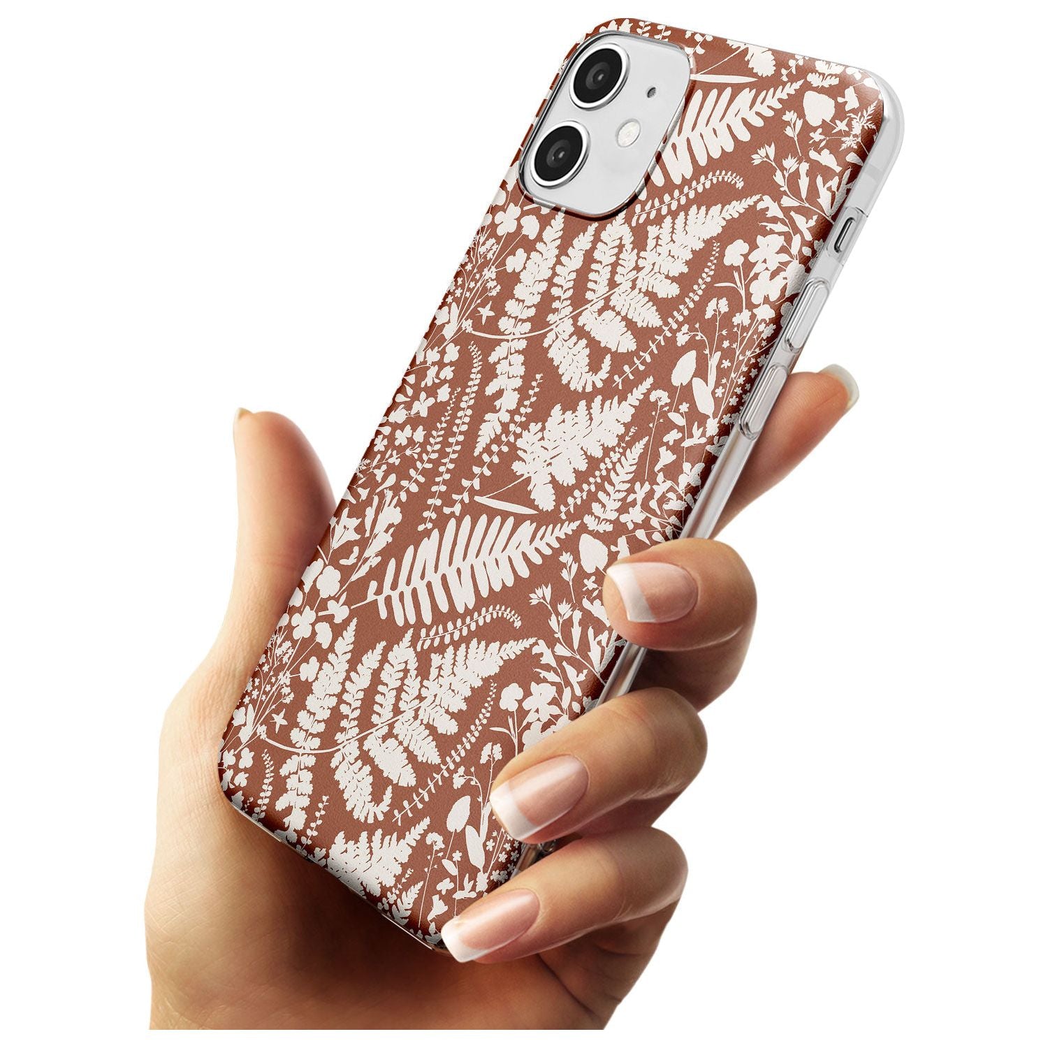 Wildflowers and Ferns on Terracotta Slim TPU Phone Case for iPhone 11