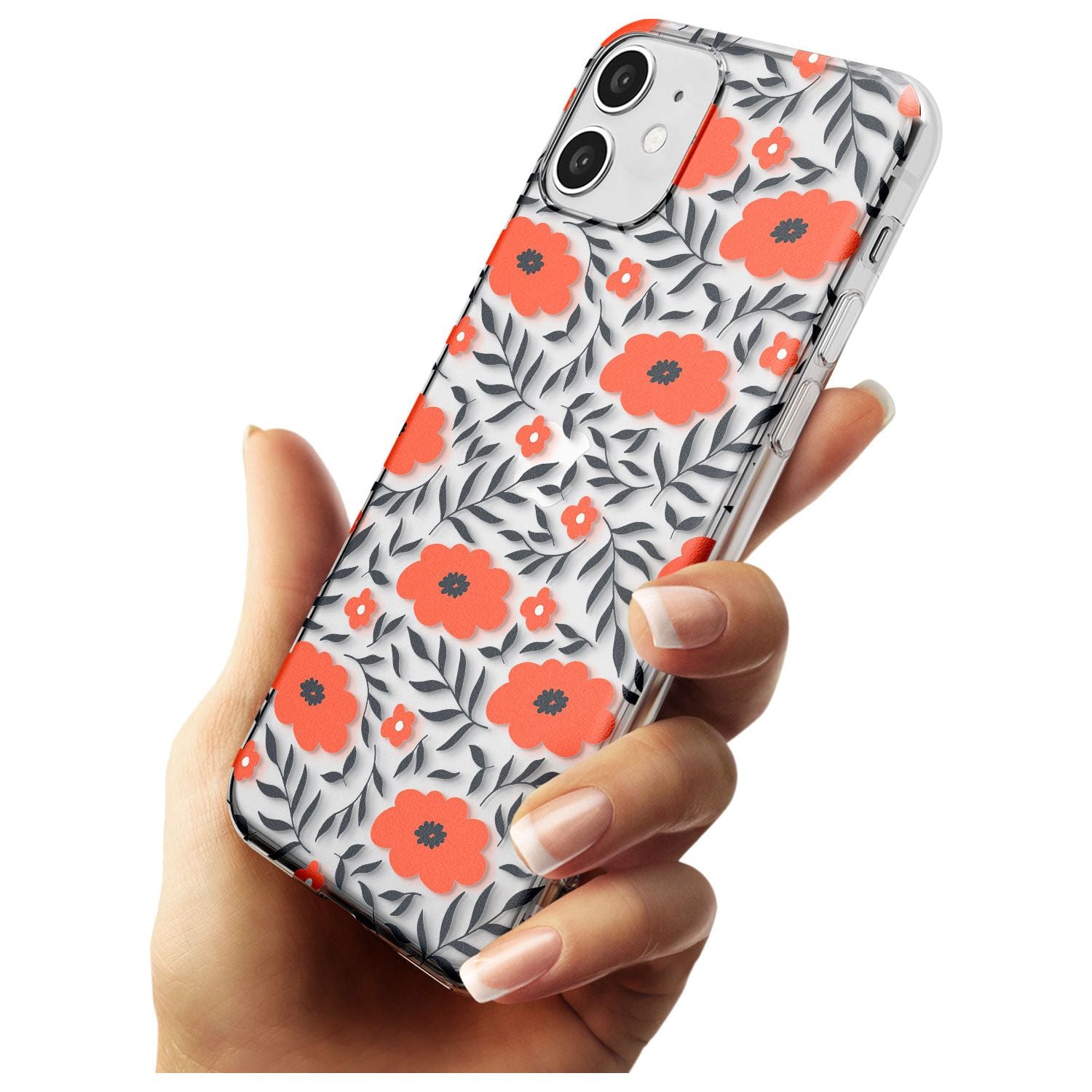 Red Poppy Transparent Floral Slim TPU Phone Case for iPhone 11
