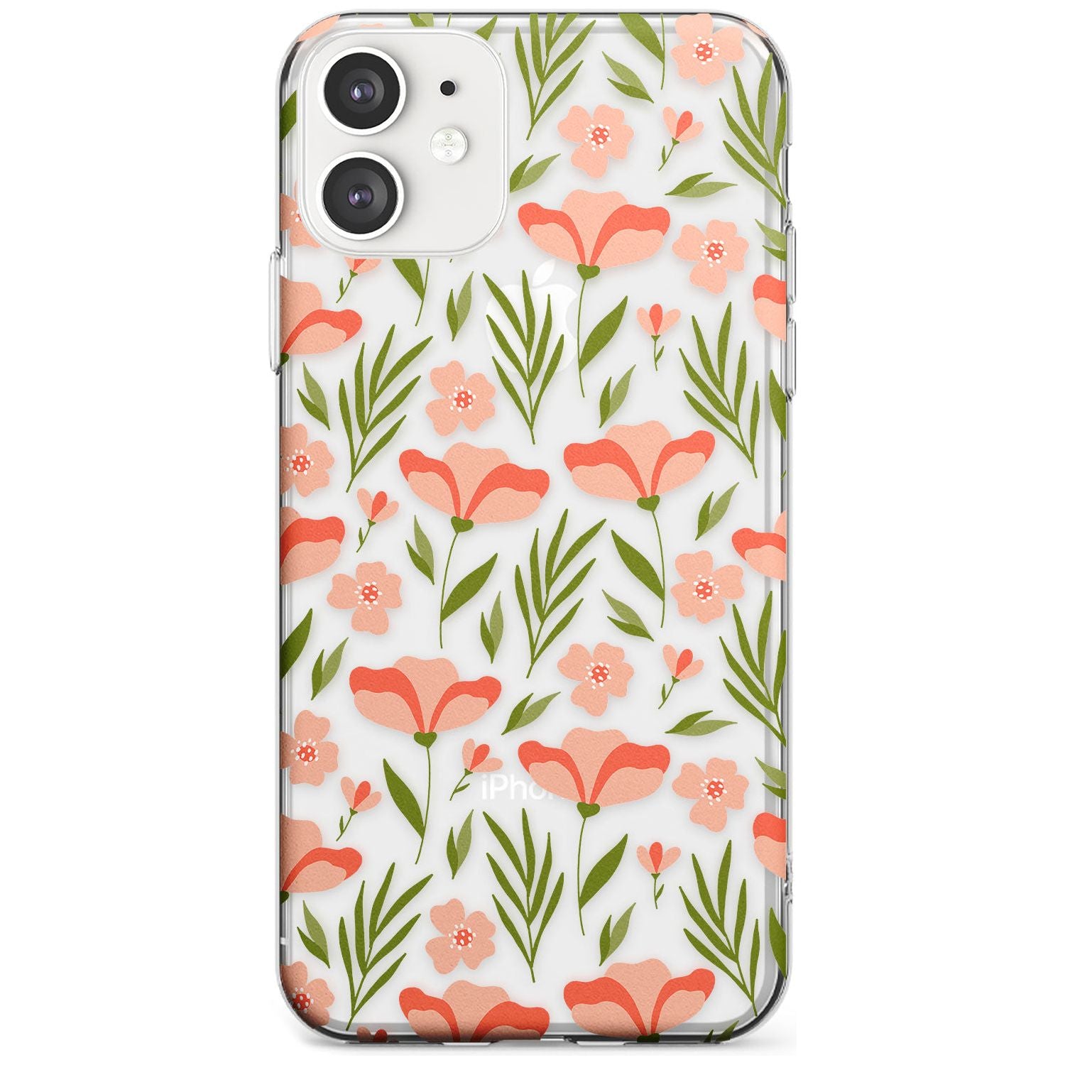 Pink Petals Transparent Floral Slim TPU Phone Case for iPhone 11