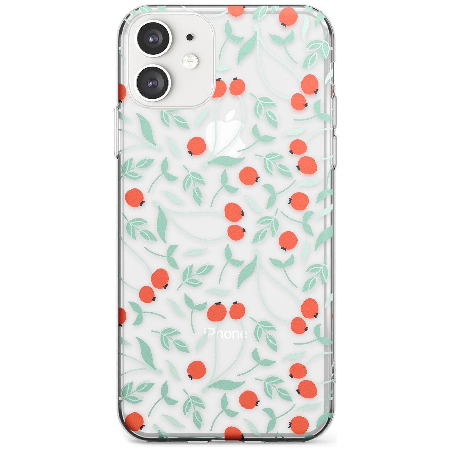 Red Berries Transparent Floral Slim TPU Phone Case for iPhone 11