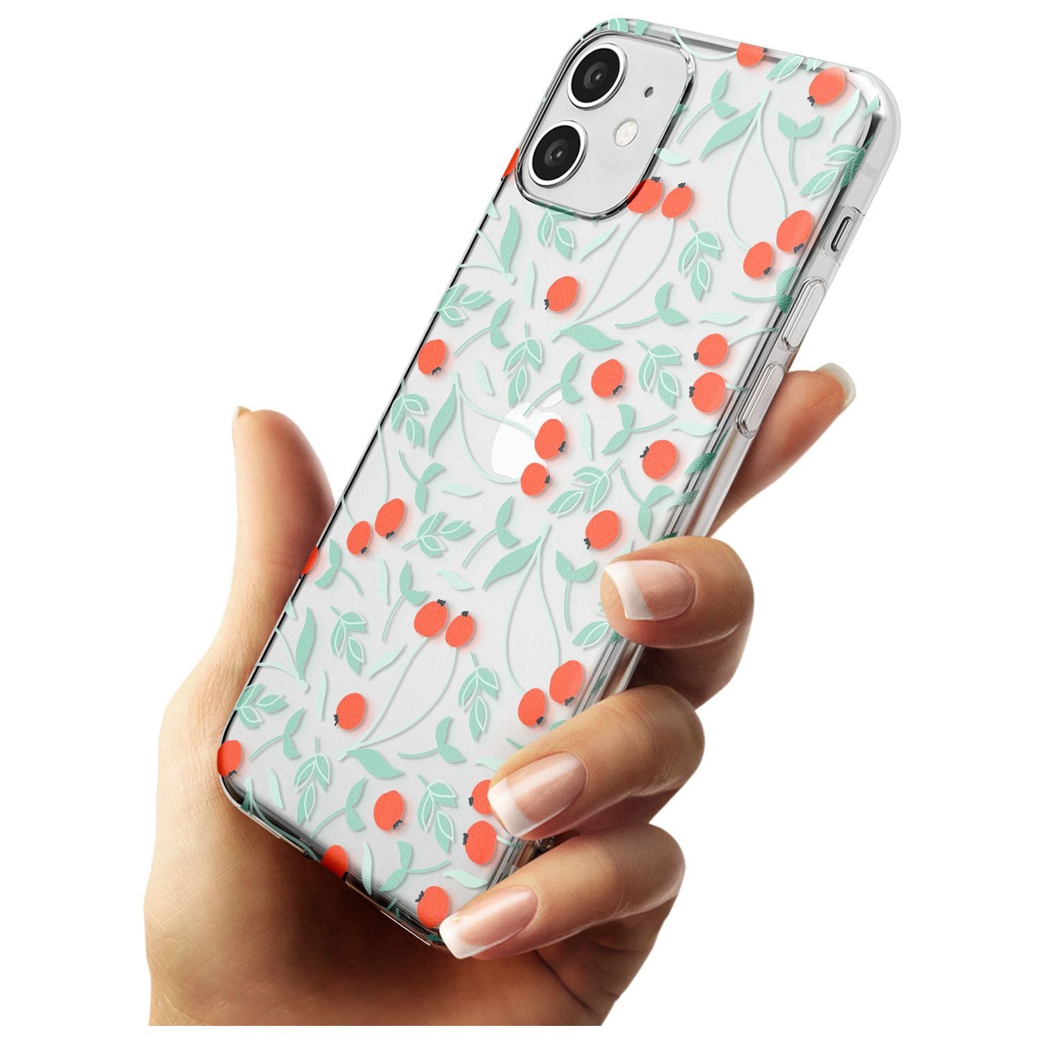 Red Berries Transparent Floral Slim TPU Phone Case for iPhone 11