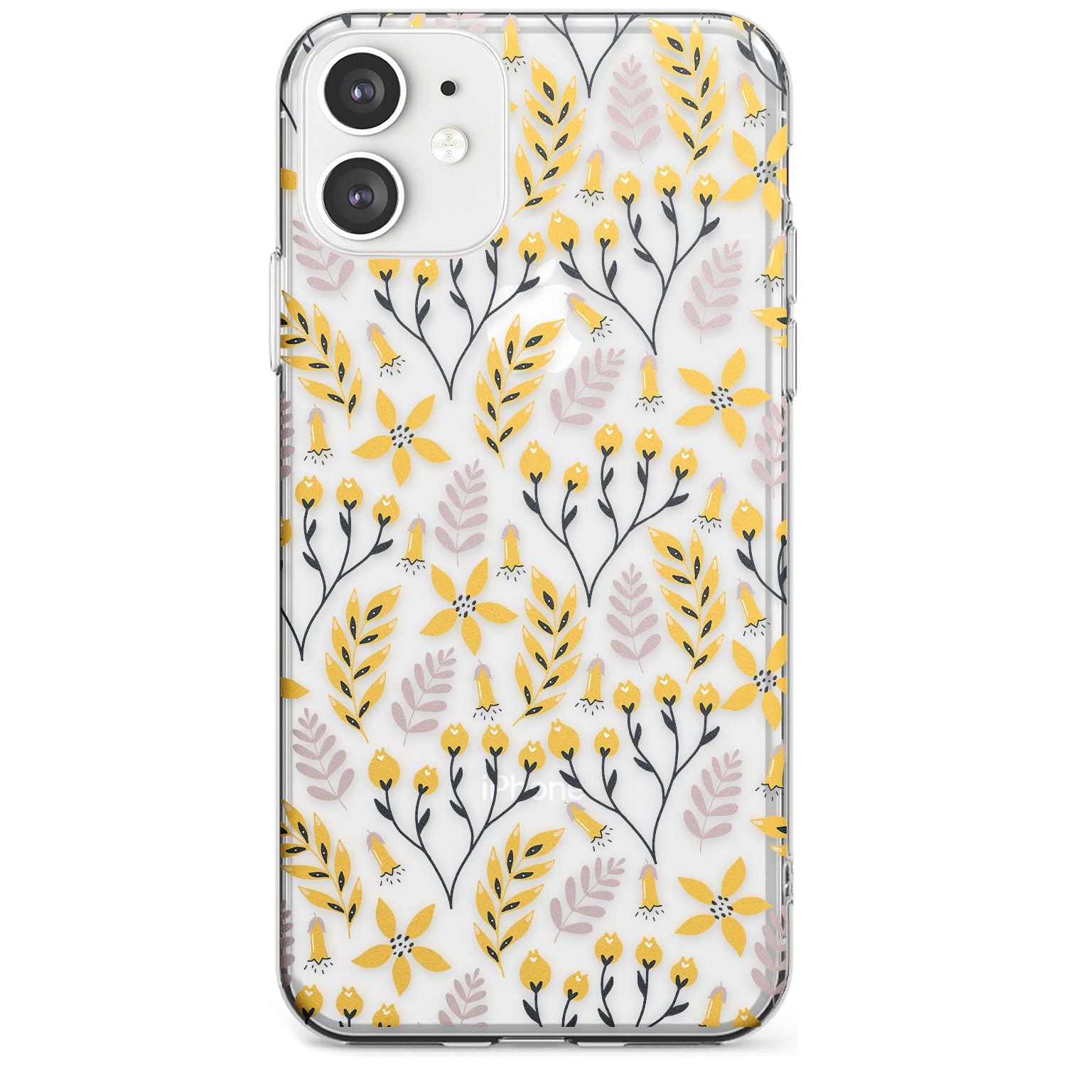 Yellow Leaves Transparent Floral Slim TPU Phone Case for iPhone 11
