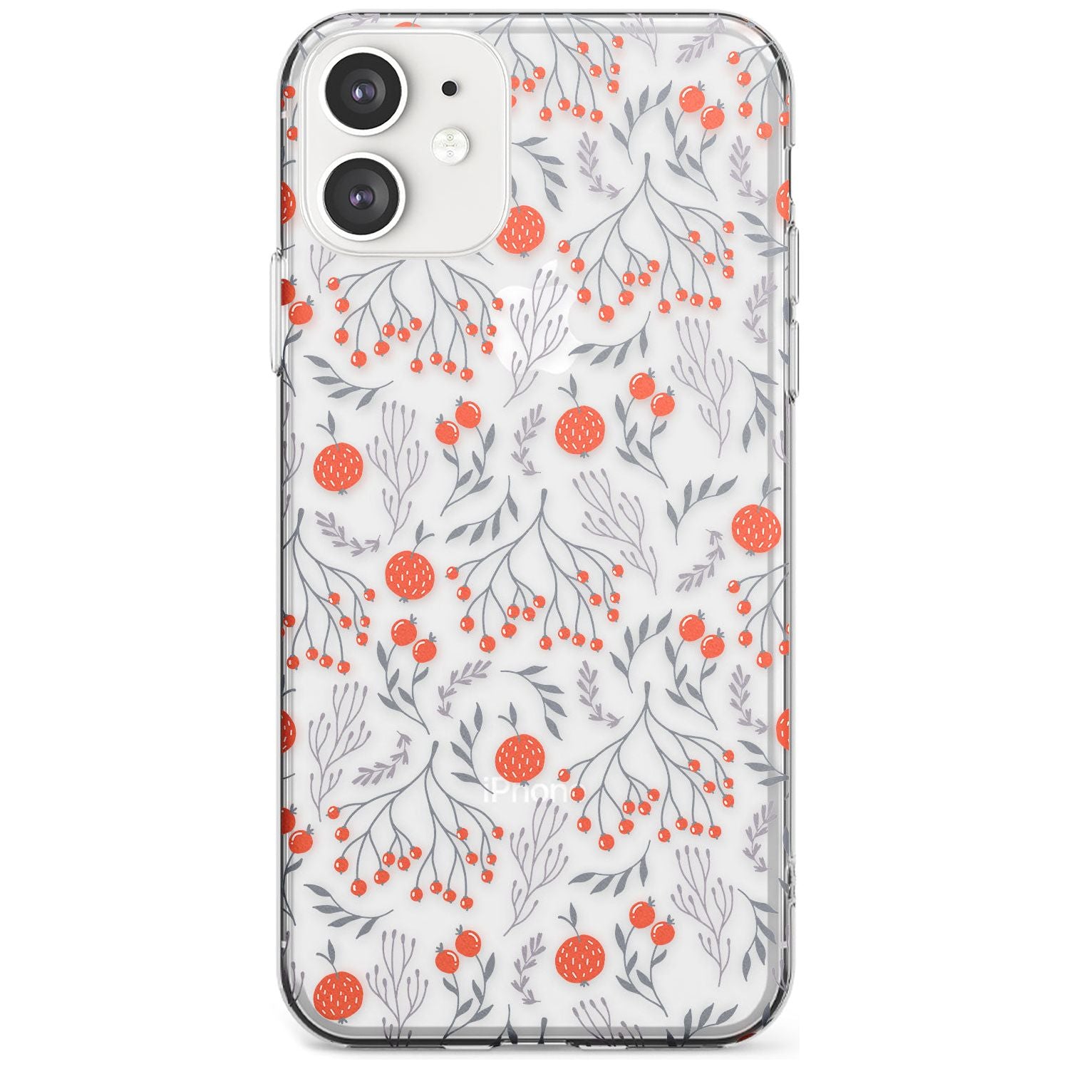 Red Fruits Transparent Floral Slim TPU Phone Case for iPhone 11
