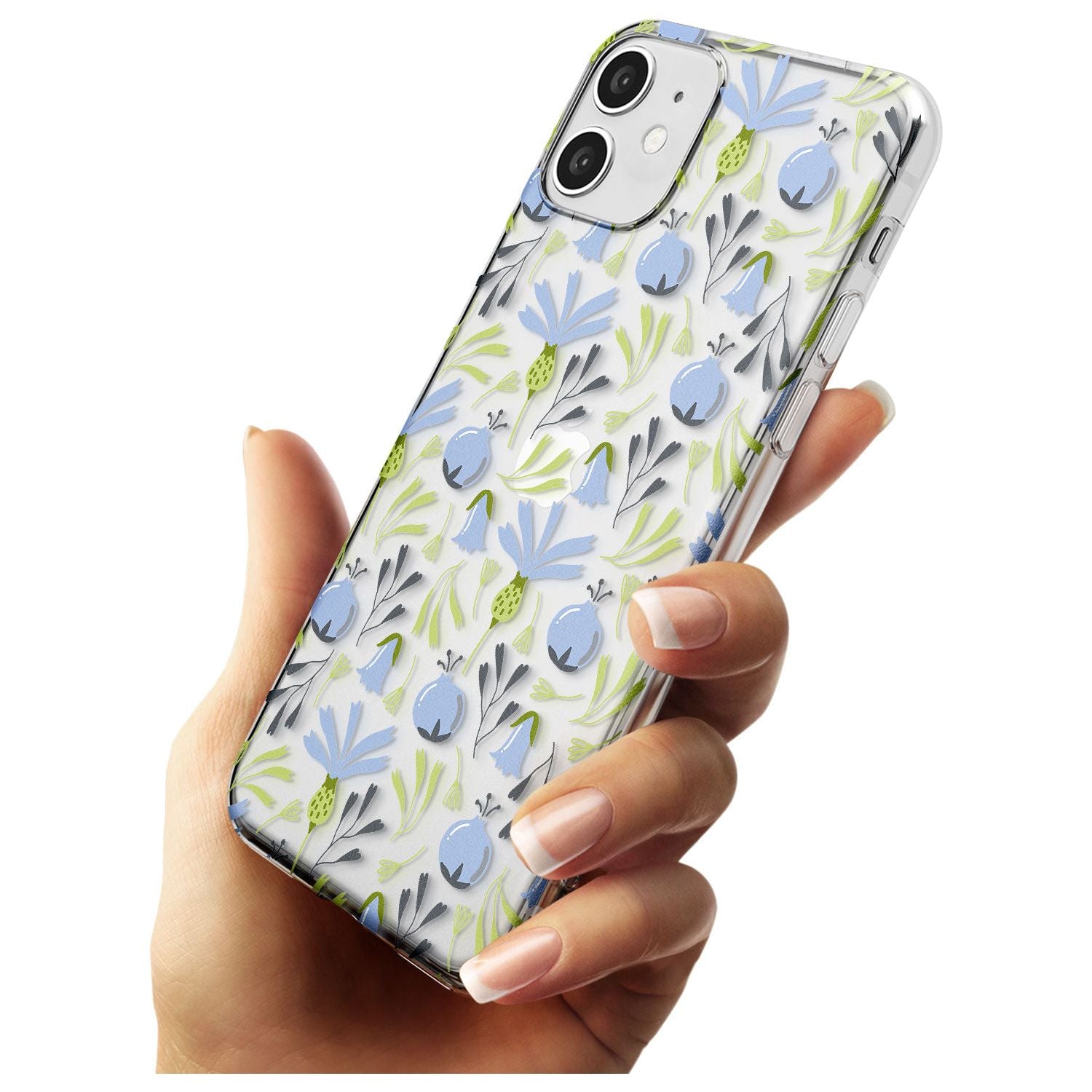 Blue Flora Transparent Floral Slim TPU Phone Case for iPhone 11