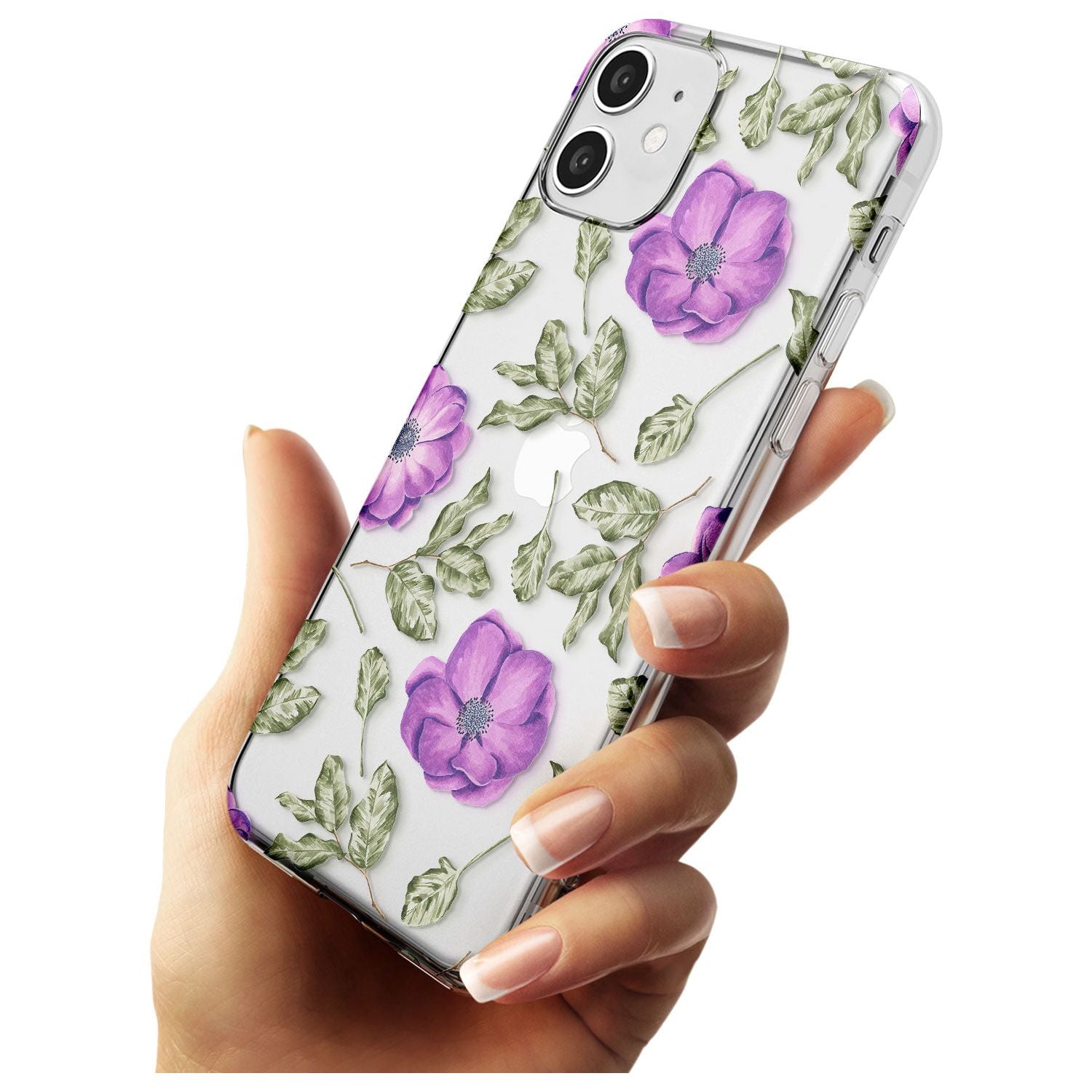 Purple Blossoms Transparent Floral Slim TPU Phone Case for iPhone 11