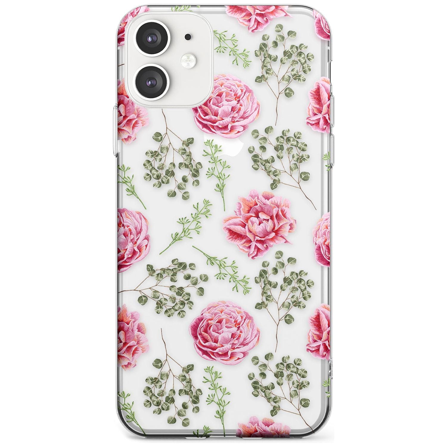 Roses & Eucalyptus Transparent Floral Slim TPU Phone Case for iPhone 11